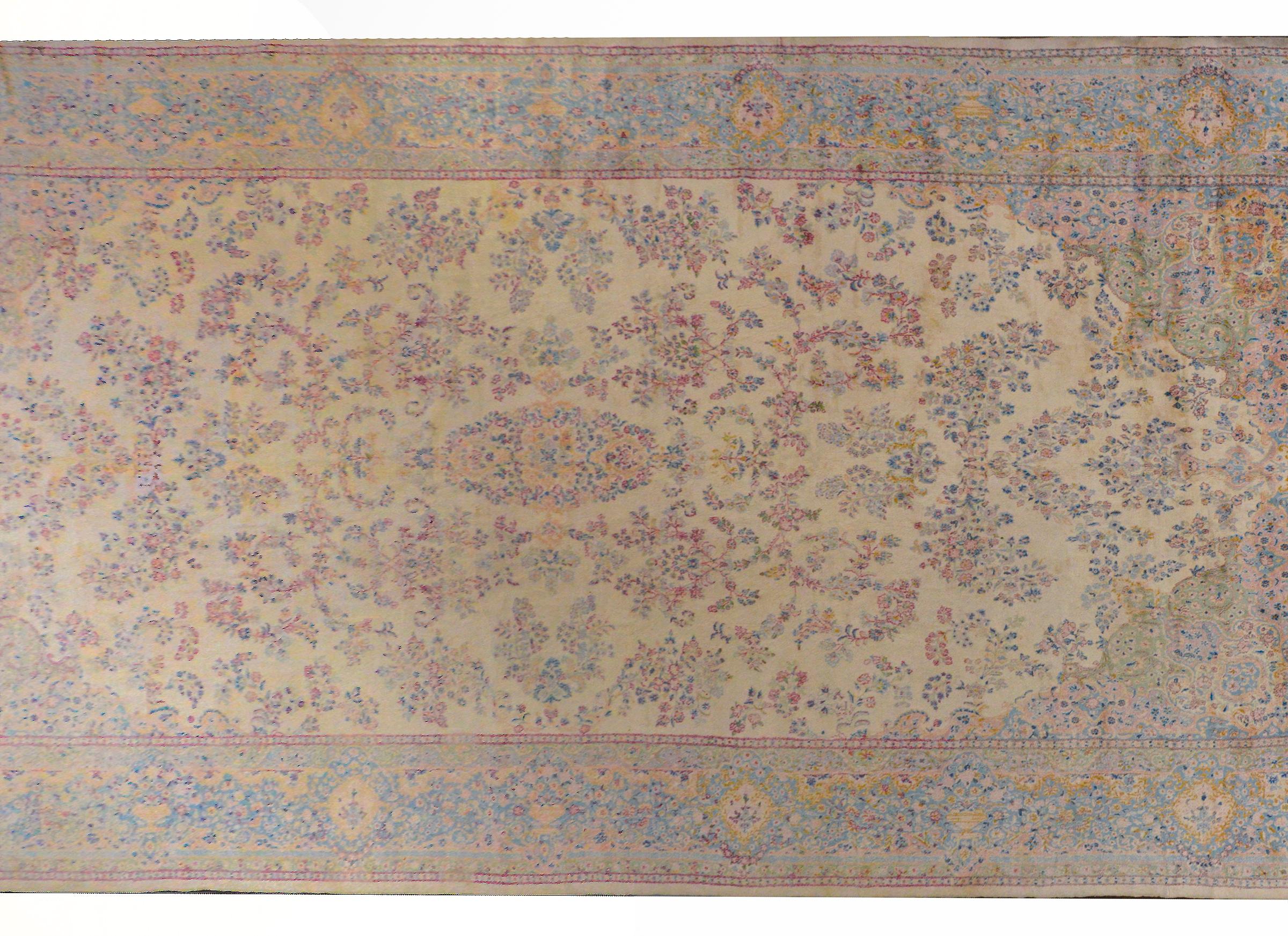 Persian Massive Early 20th Century Kirman Rug For Sale