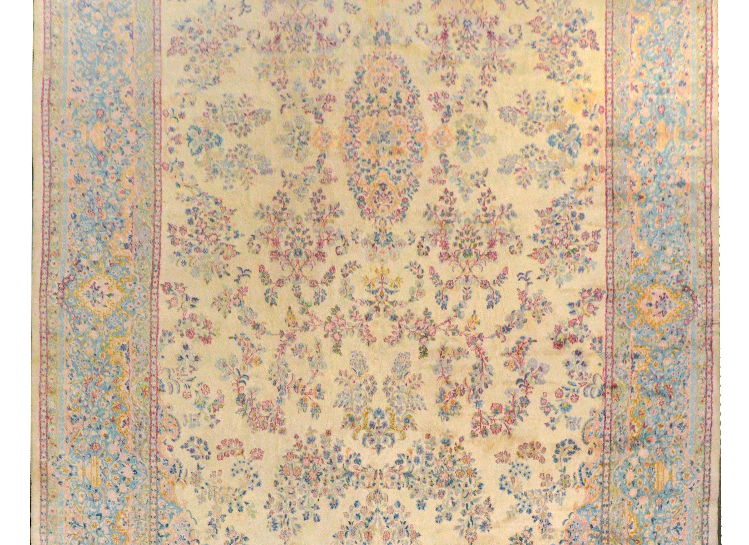 Vegetable Dyed Massive Early 20th Century Kirman Rug For Sale
