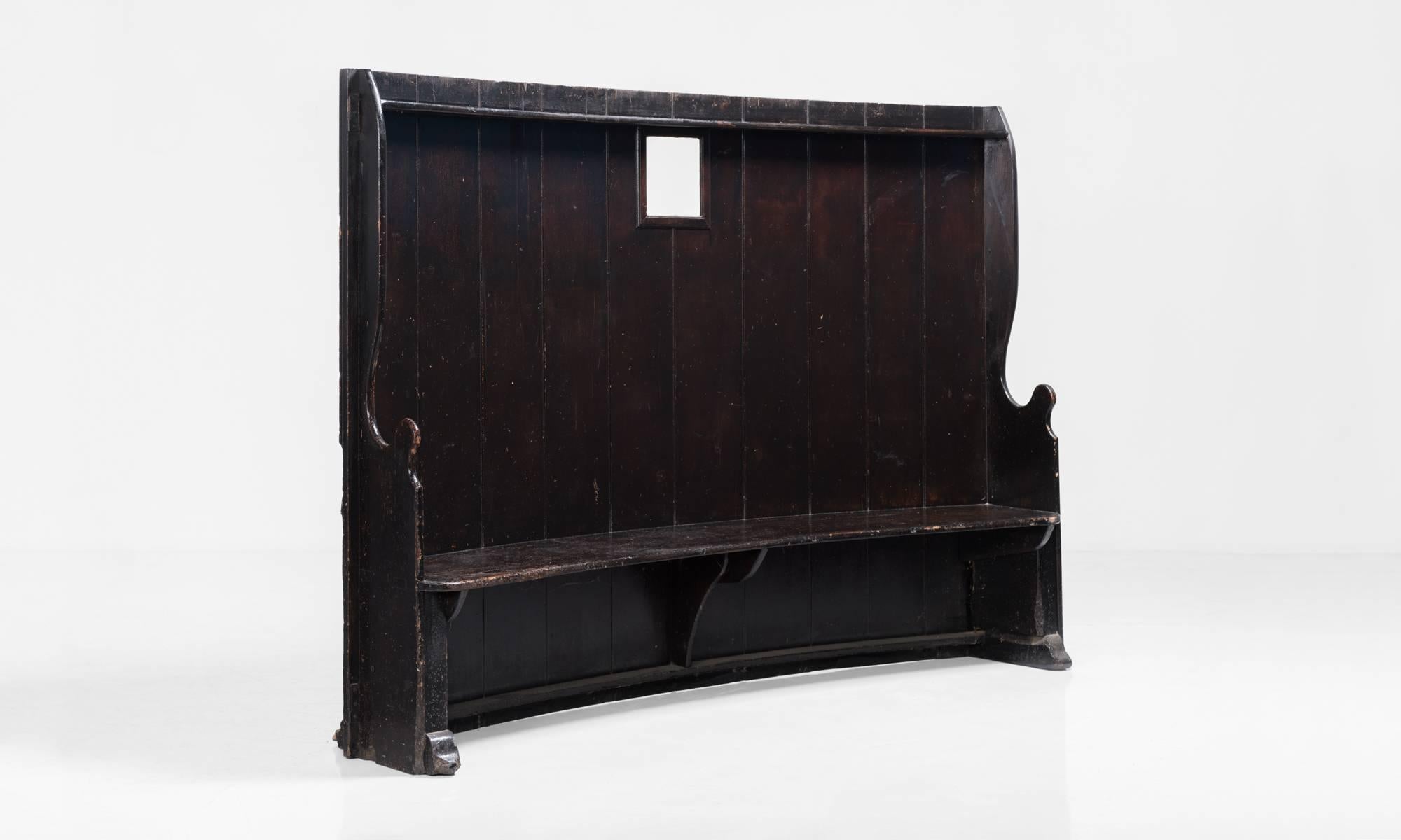 Massive Elm and Pine Tavern Settle, England, circa 1800

Constructed from elm and pine in original finish with single, small glass window.

Measure: 92