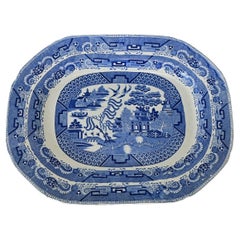 Massive plateau anglais du 19ème siècle en saule bleu