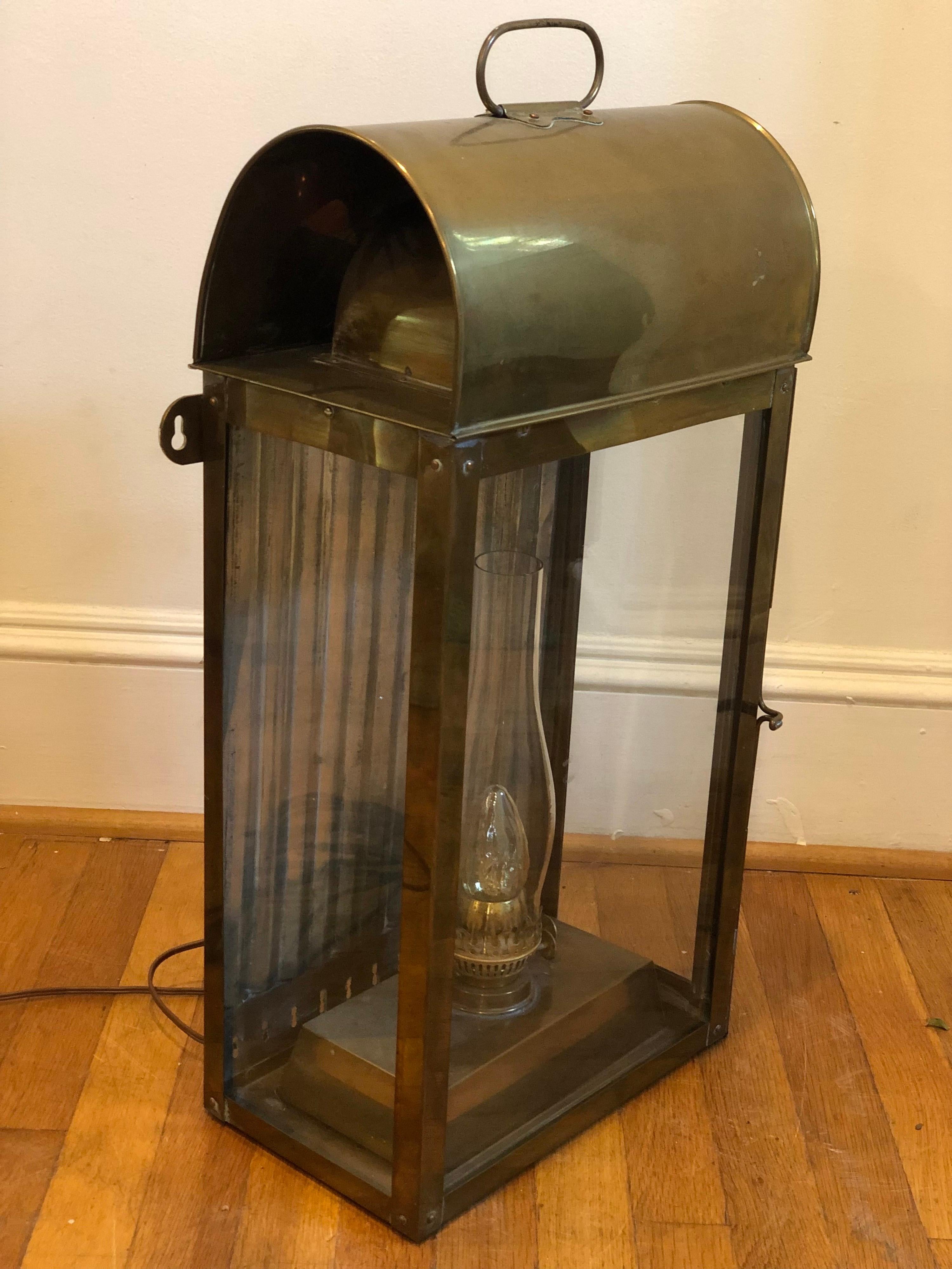Massive English Brass Ship Lantern, Davey and Company Style For Sale 4