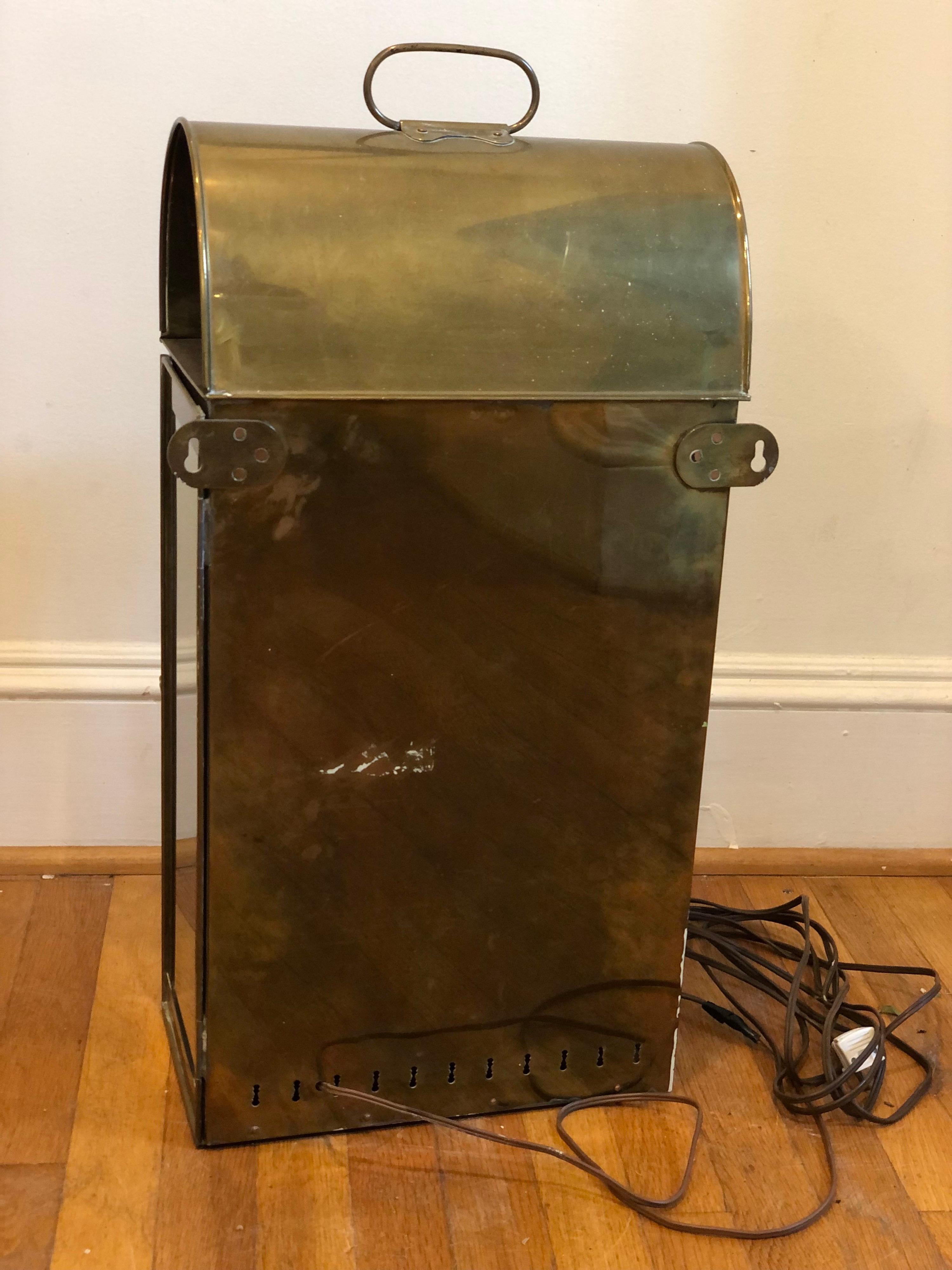 Massive English Brass Ship Lantern, Davey and Company Style For Sale 1
