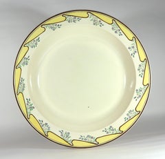 Massive English Creamware Pottery Yellow & Botanical Basin, Shorthose & Heath