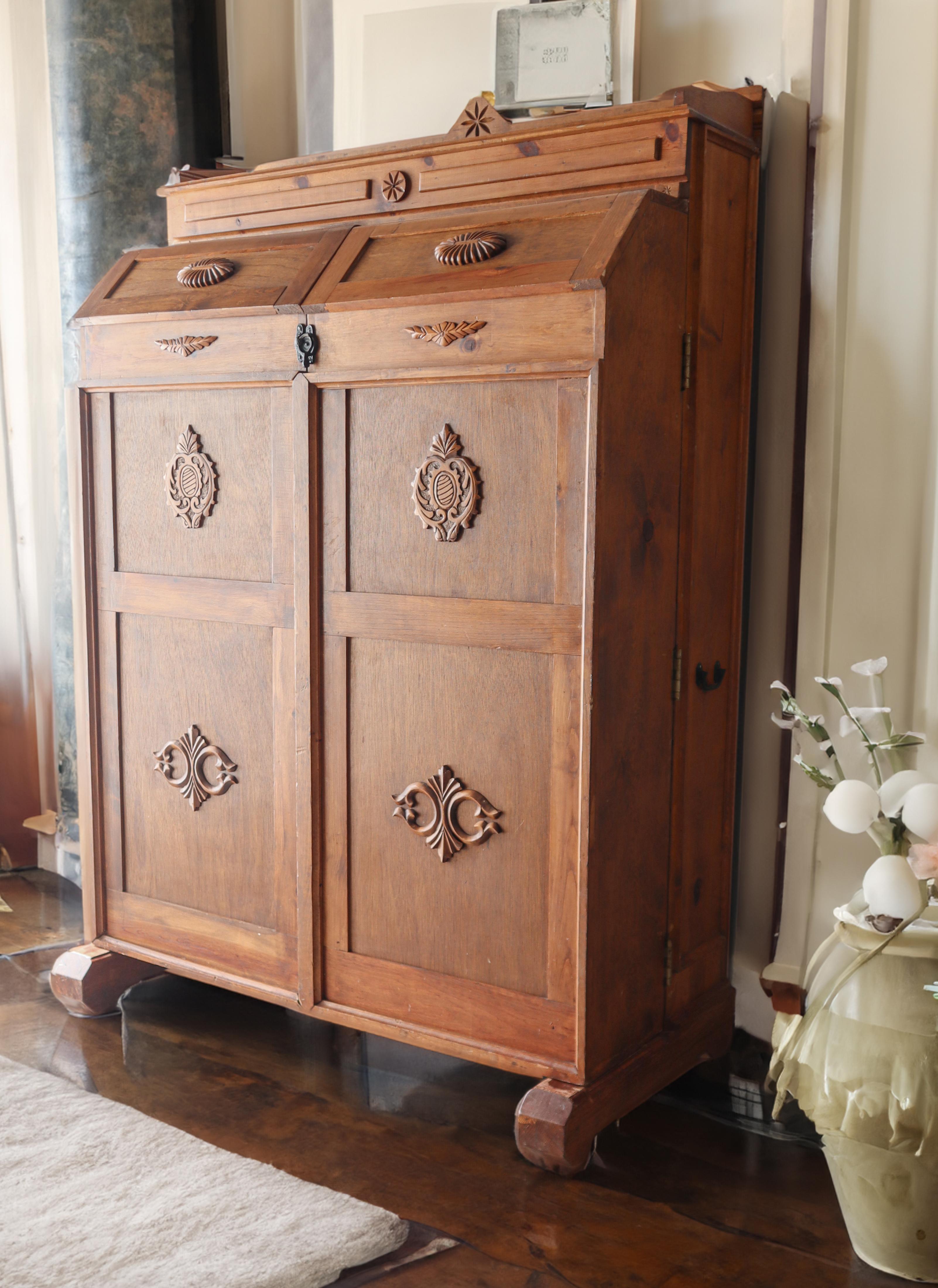 19th Century Massive European Antique Wooten Style Case Desk Cabinet For Sale