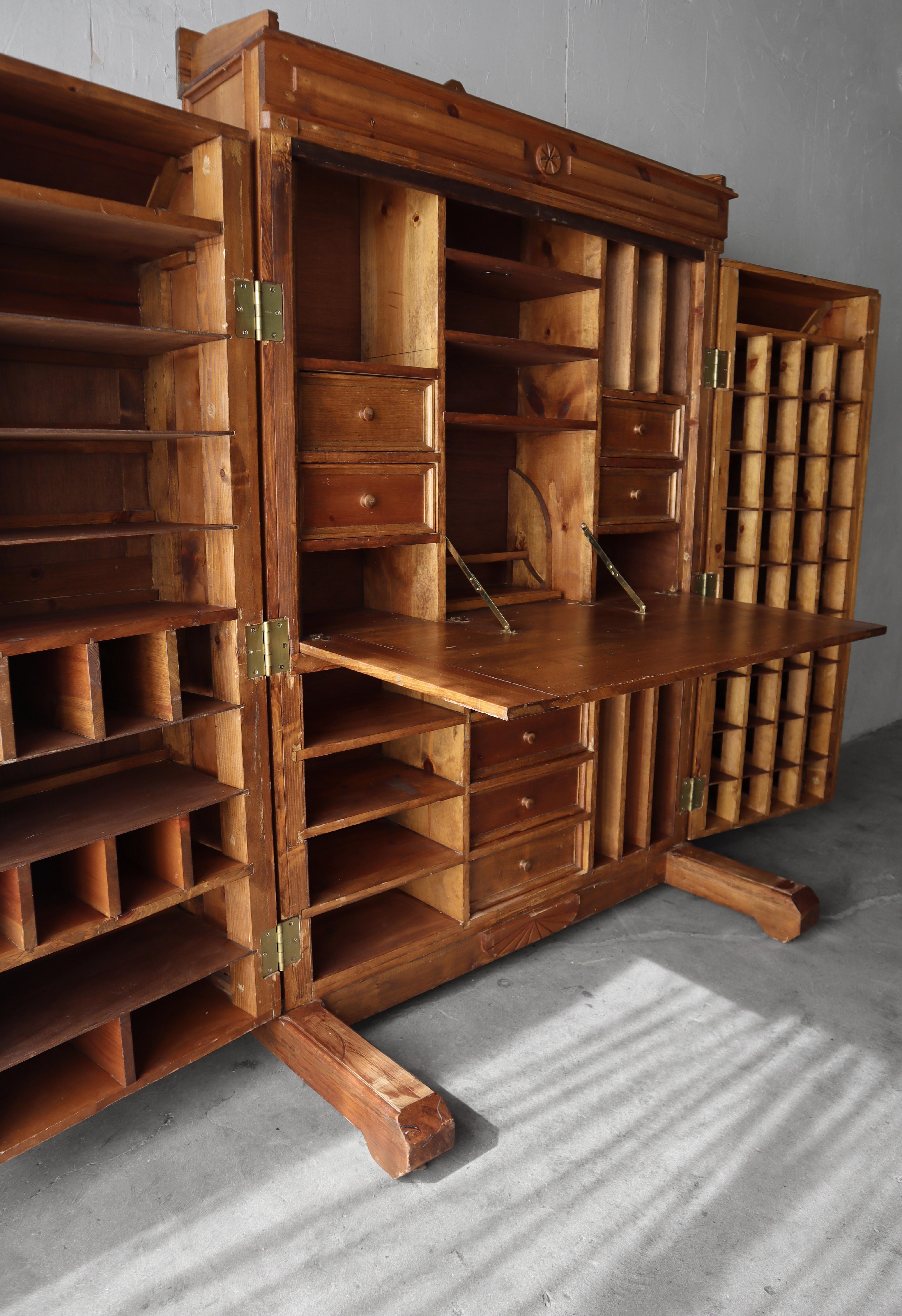 Massive European Antique Wooten Style Case Desk Cabinet For Sale 1