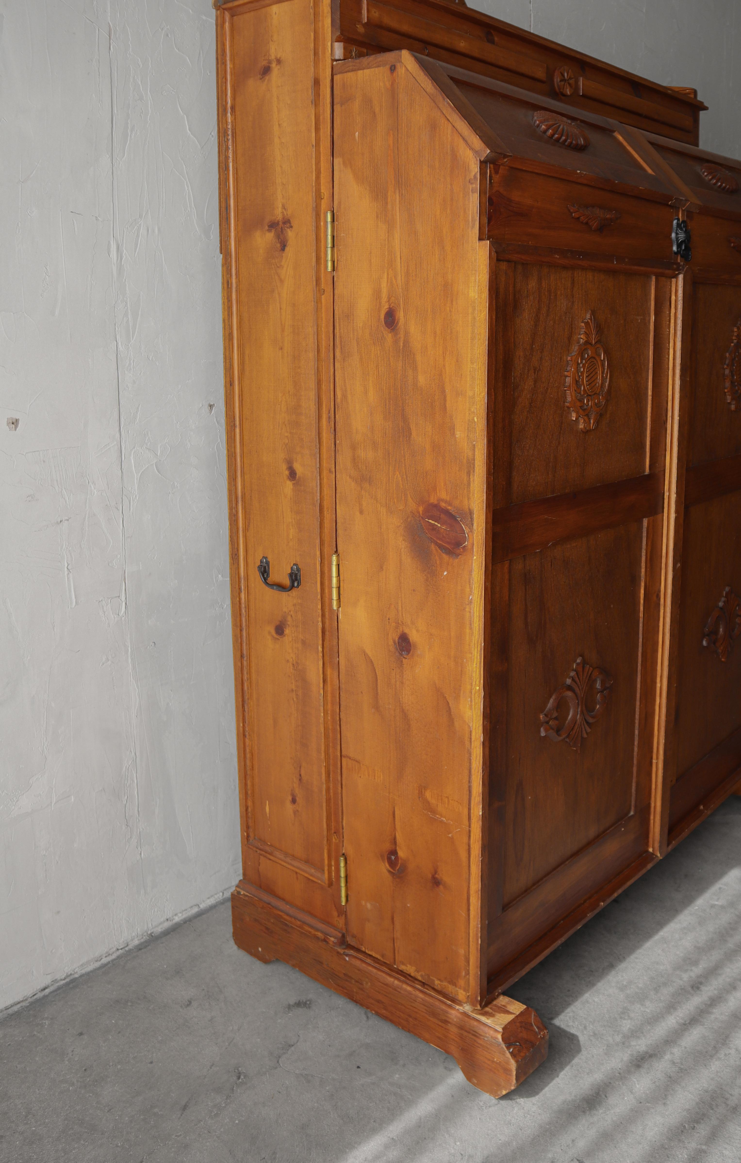 Massive European Antique Wooten Style Case Desk Cabinet For Sale 4