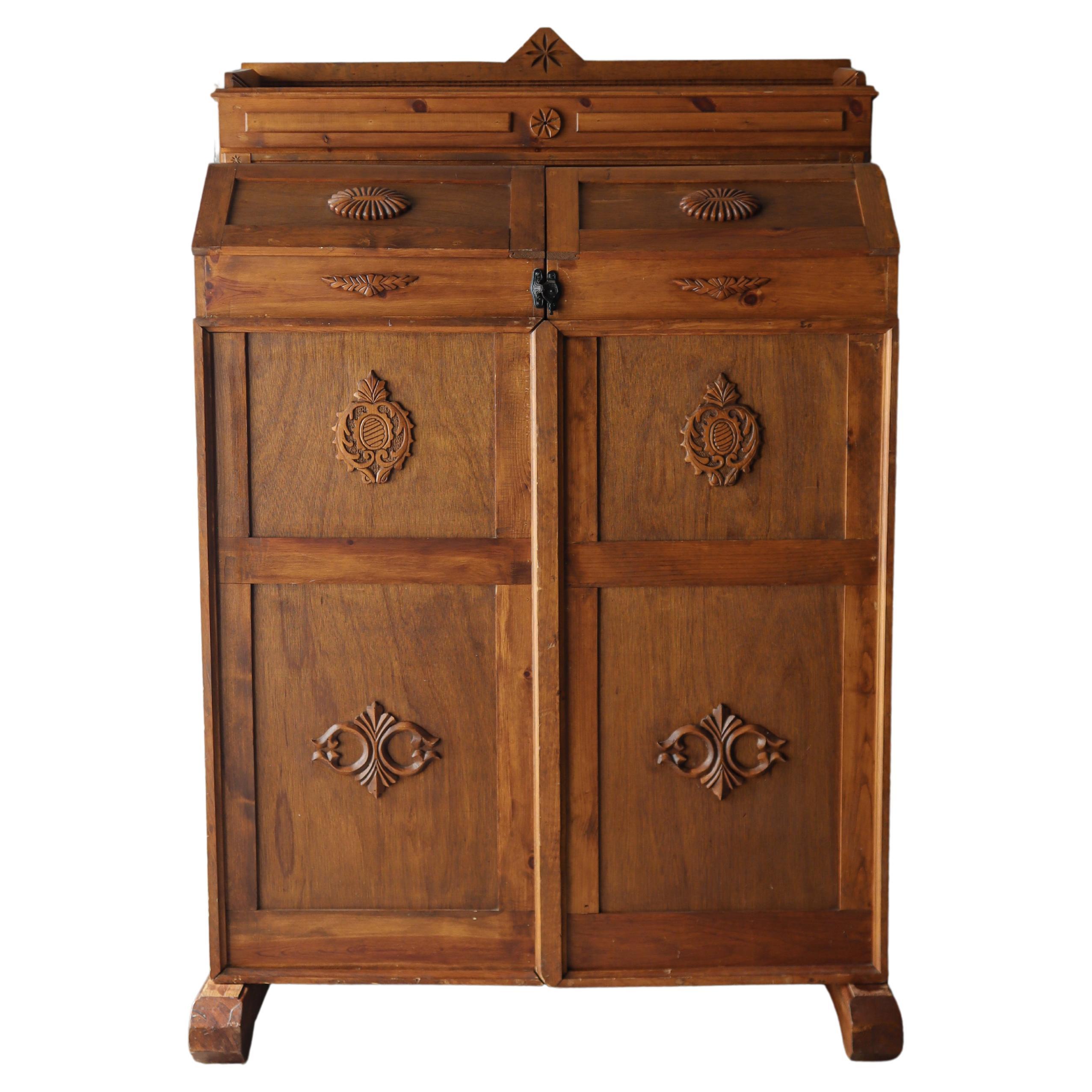 Massive European Antique Wooten Style Case Desk Cabinet For Sale