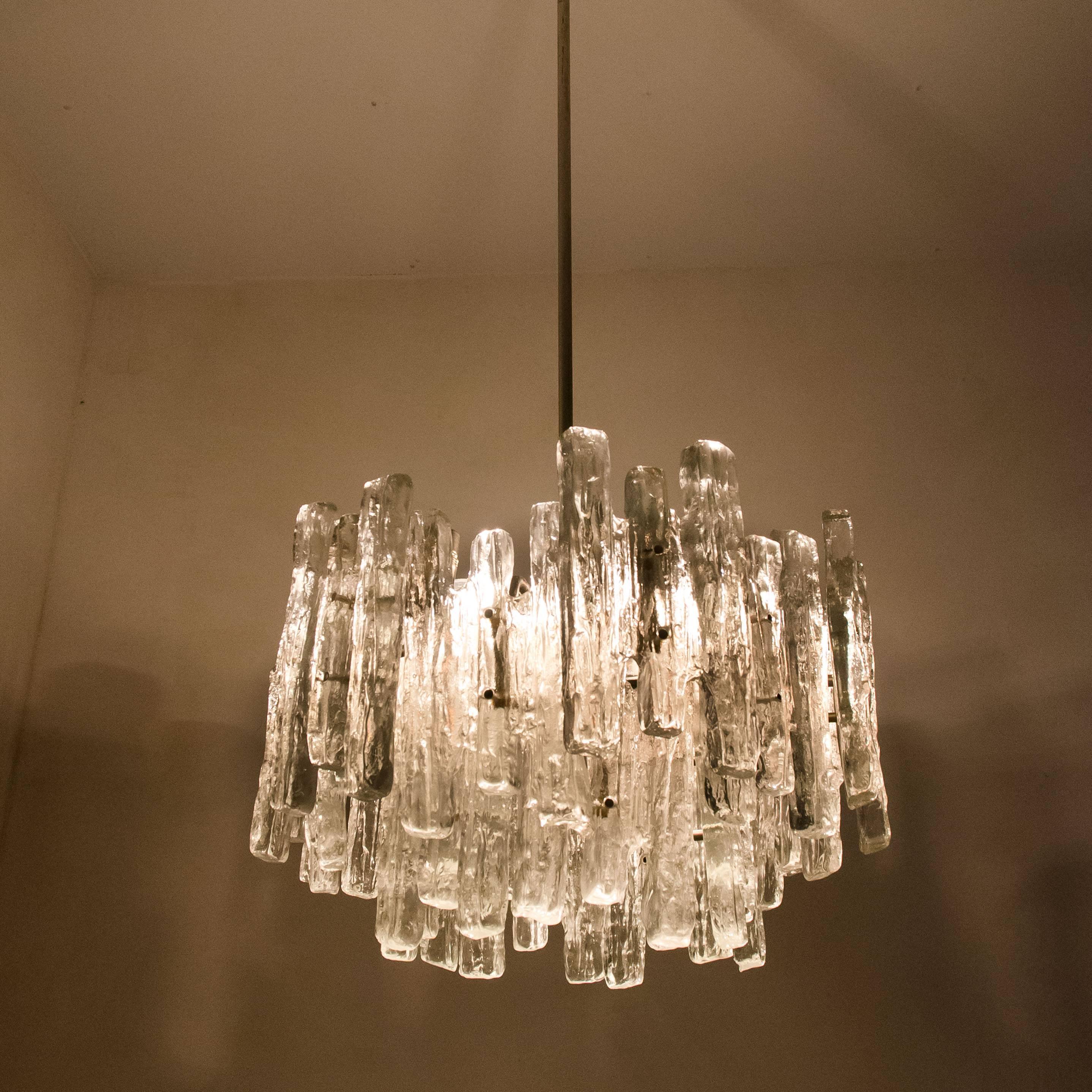 Massive Extra Large Three-Tiered Kalmar Ice Glass Chandelier In Good Condition For Sale In Rijssen, NL