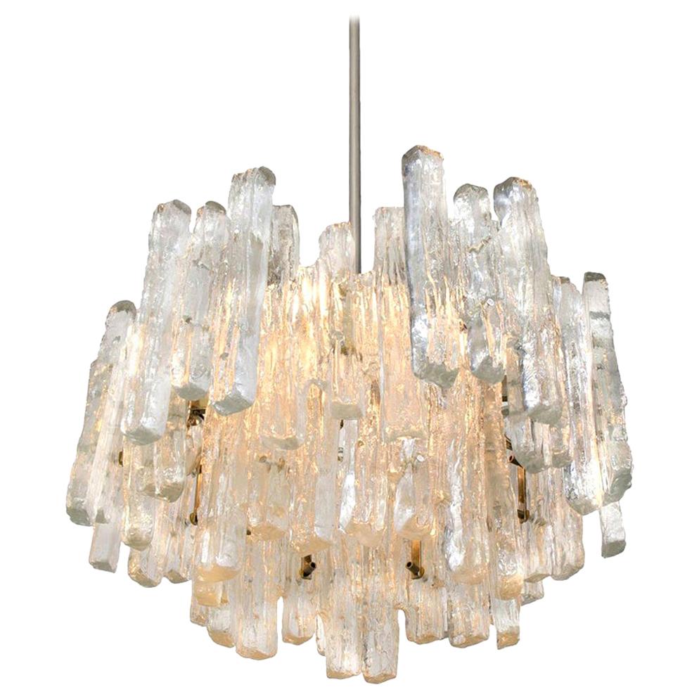 Massive Extra Large Three-Tiered Kalmar Ice Glass Chandelier For Sale