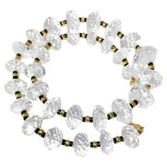 Massive Faceted Quartz Crystal Beads with Gold and Onyx Spacers