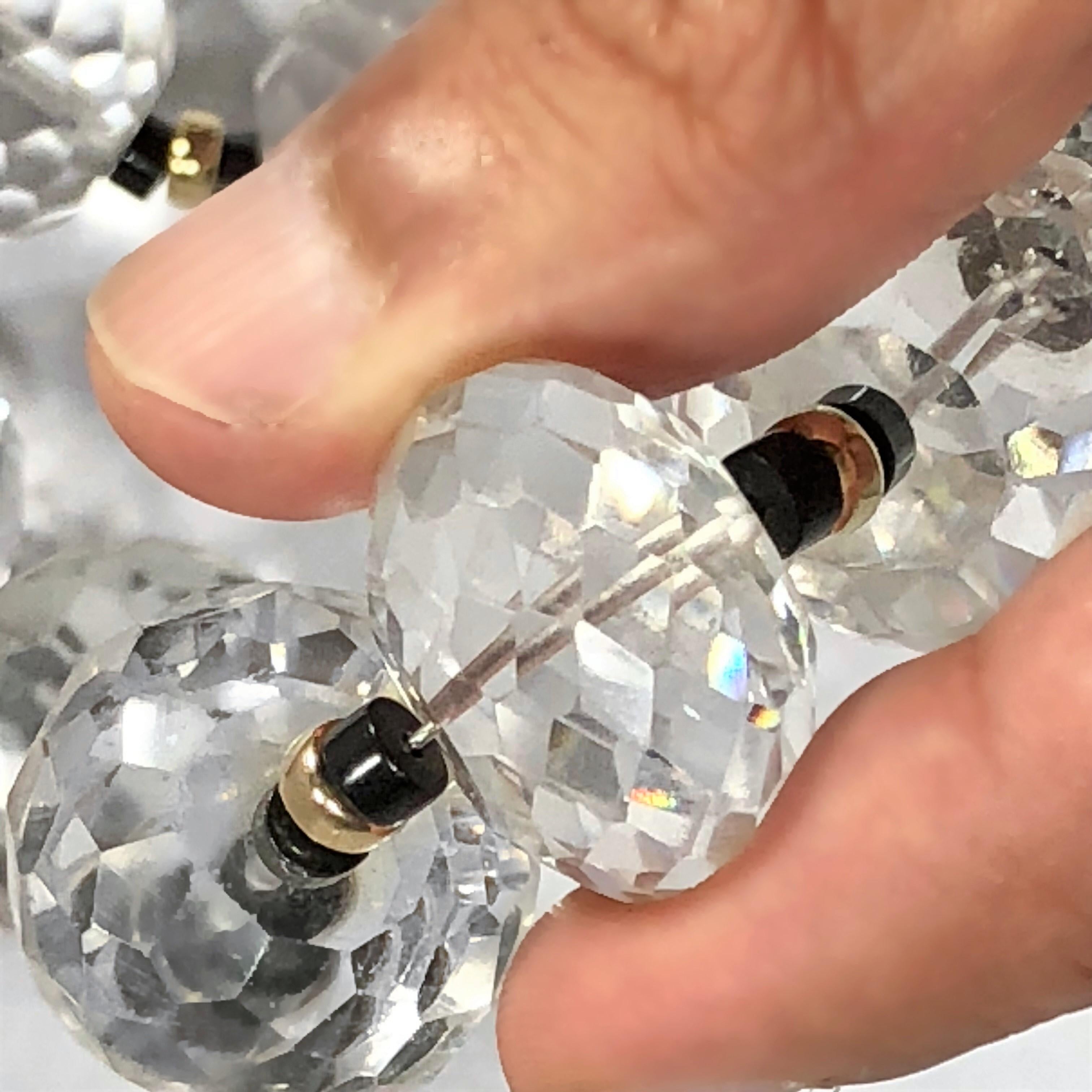 Massive Halskette aus facettiertem Bergkristall:: Onyx und Gold mit 18k-Verschluss im Zustand „Gut“ in Palm Beach, FL