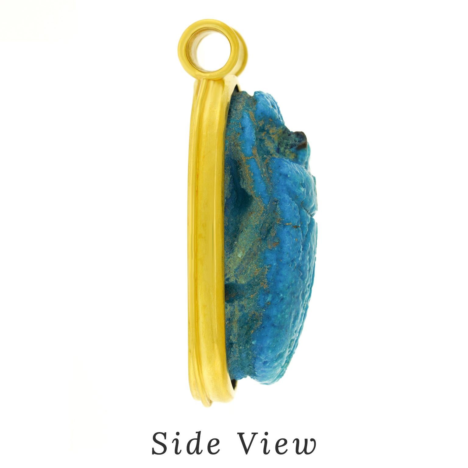 Massive Faience Scarab Pendant in Yellow Gold For Sale at 1stDibs