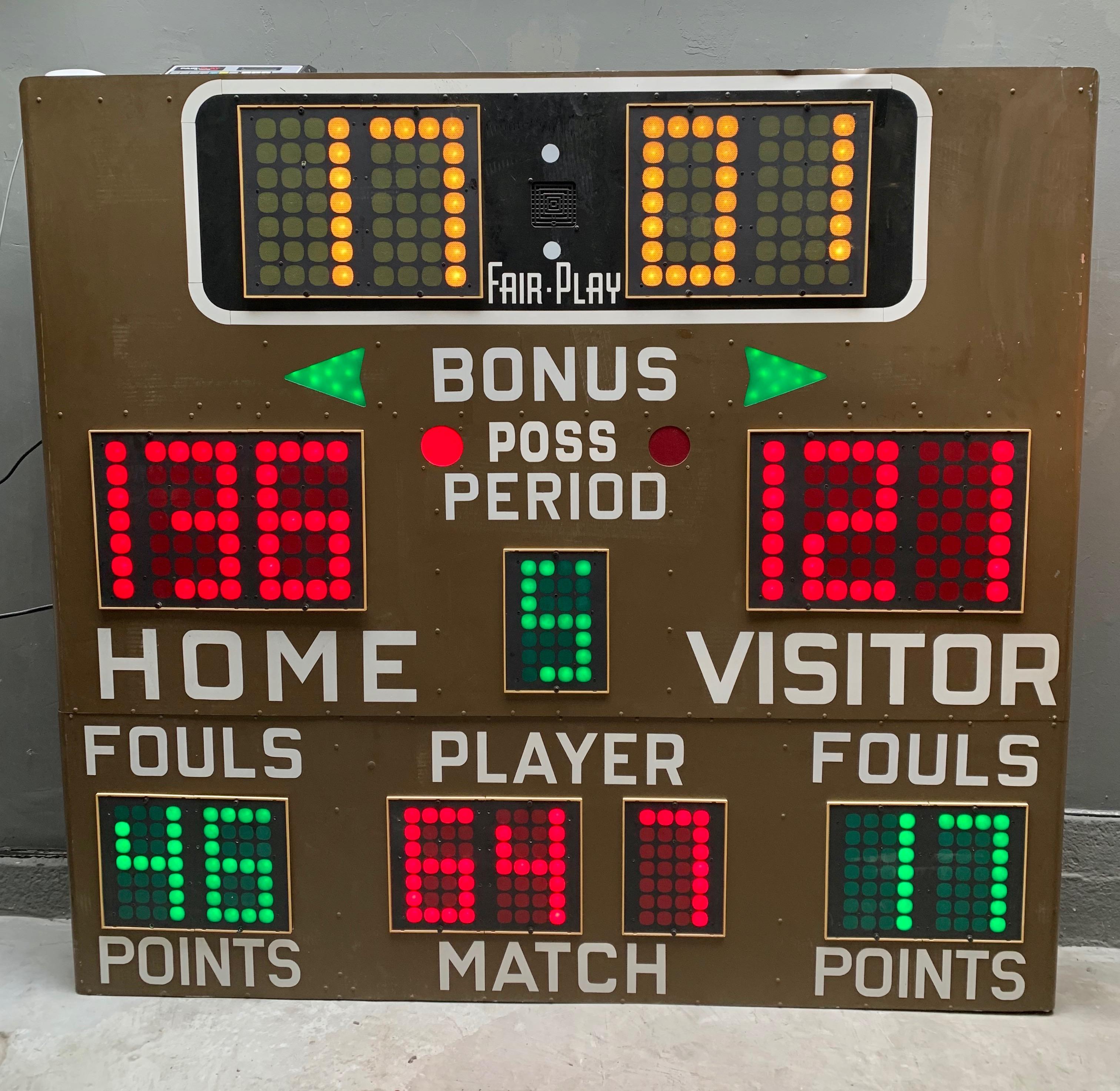 Massive Fair Play 1970s Basketball Scoreboard In Good Condition In Los Angeles, CA