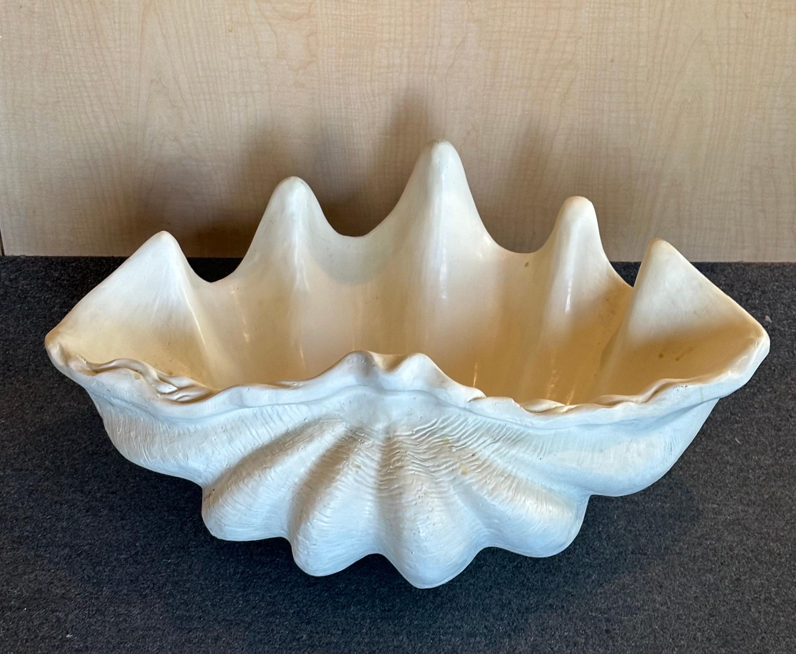 Massive Faux Sculptural Giant South Pacific Clam Shell / Planter In Good Condition For Sale In San Diego, CA