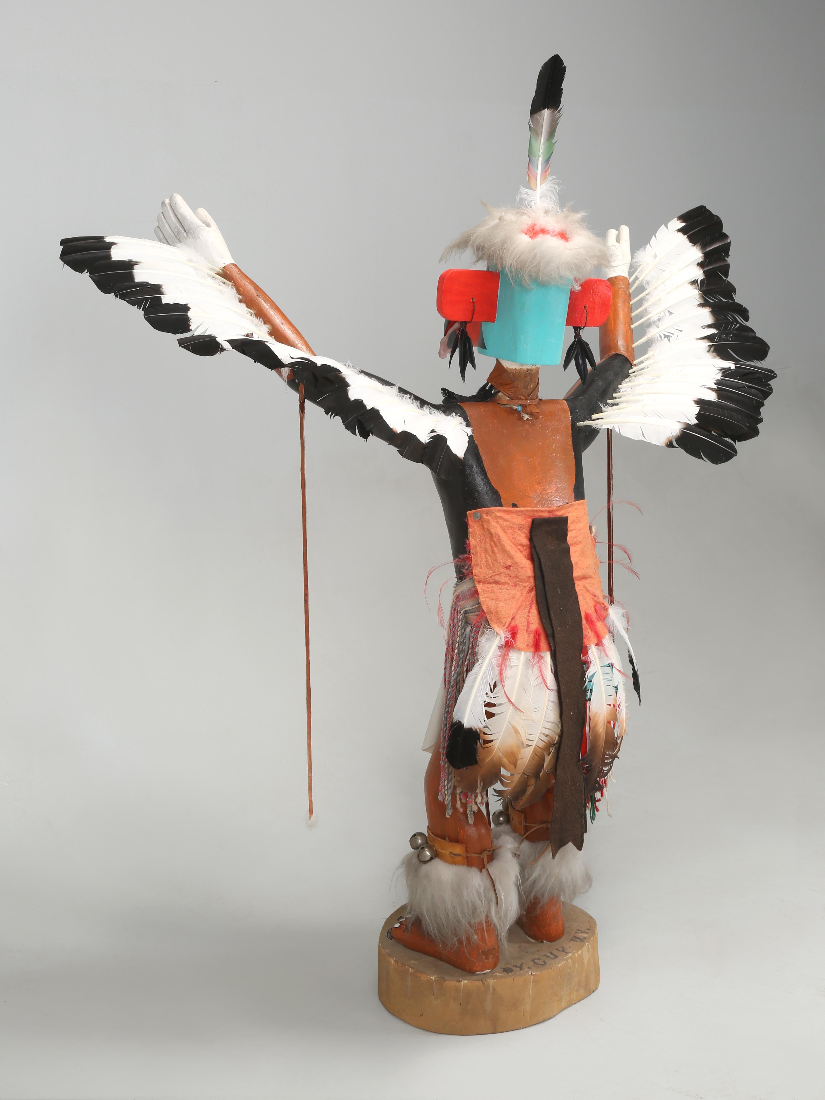 Folk Art Massive Five Foot Tall Navajo Eagle Dancer Kachina Doll signed 