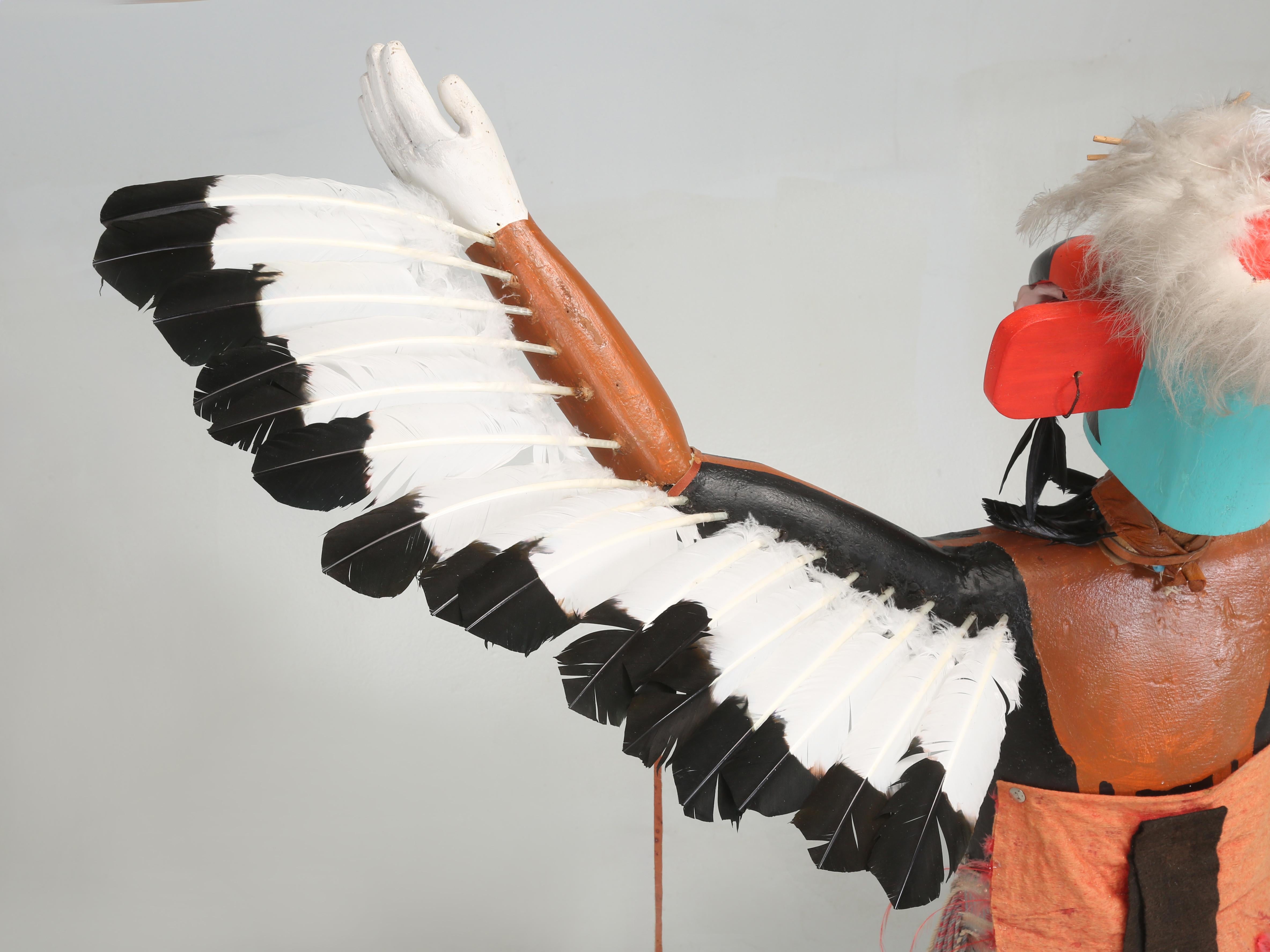 Hand-Carved Massive Five Foot Tall Navajo Eagle Dancer Kachina Doll signed 