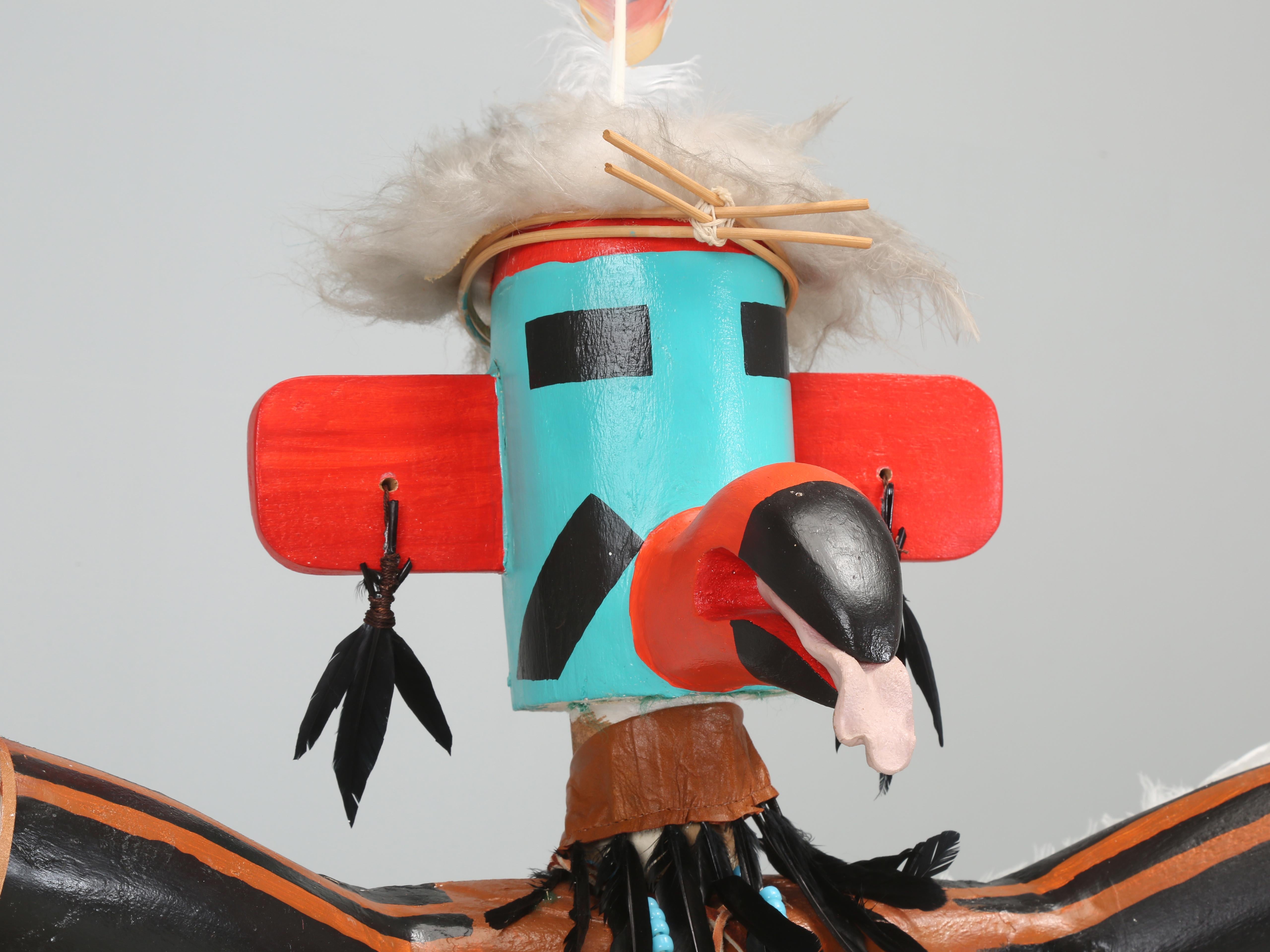 Leather Massive Five Foot Tall Navajo Eagle Dancer Kachina Doll signed 