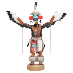 Bambola Kachina danzatrice Navajo alta un metro e mezzo firmata "da GUY V.I.I.".