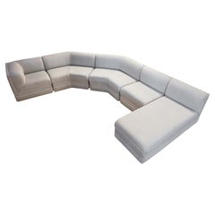Massive Five Piece Thayer Coggin Inc Modern Tufted Gray Modular Sectional Sofa