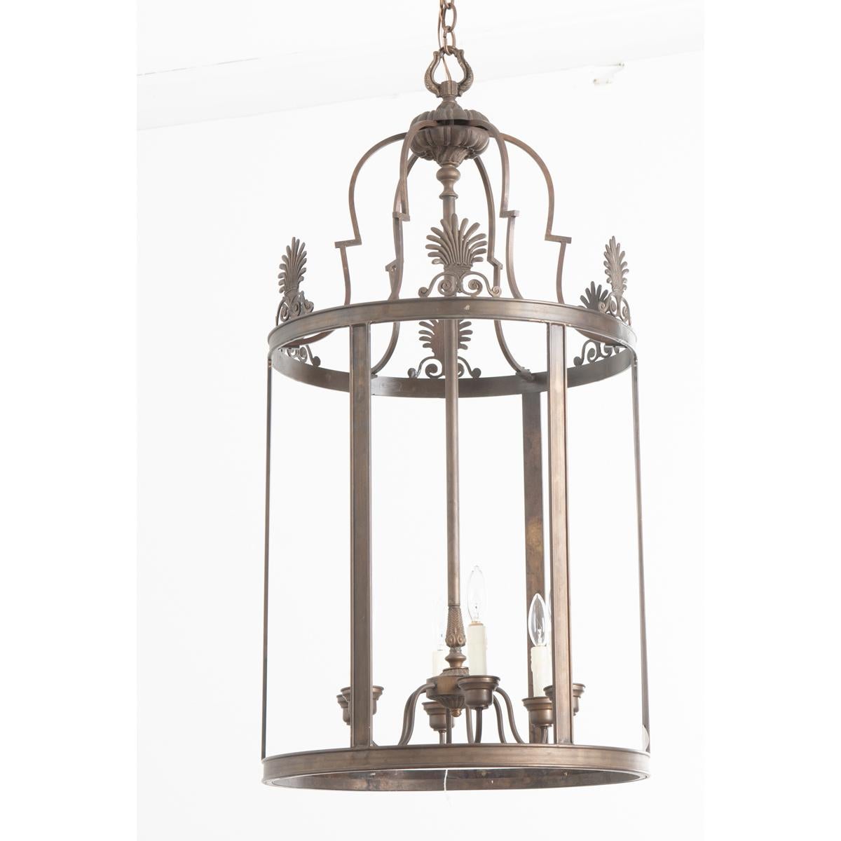 Forged Massive French 19th Century Brass Lantern For Sale