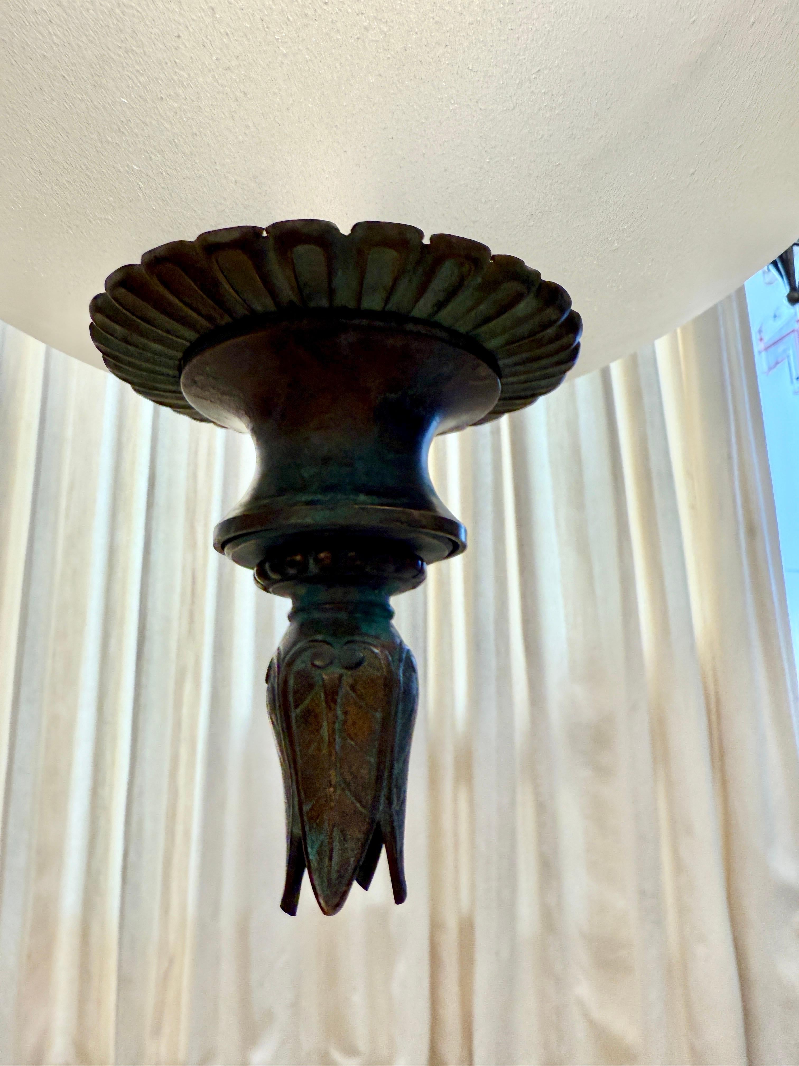 Massive French 19th Century Frosted Glass Bell Jar Hanging Light - TWO Available For Sale 10