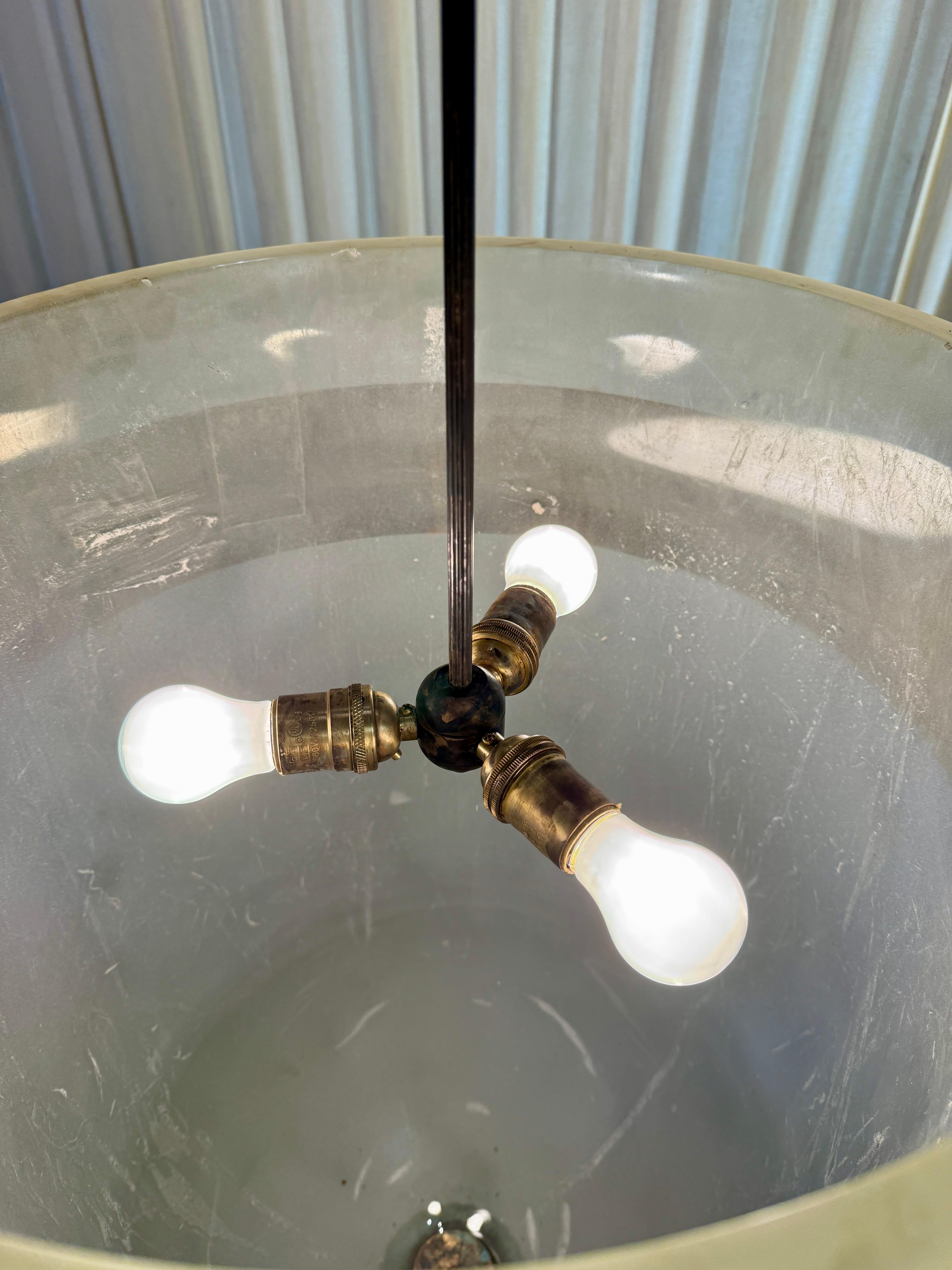 Massive French 19th Century Frosted Glass Bell Jar Hanging Light - TWO Available For Sale 11