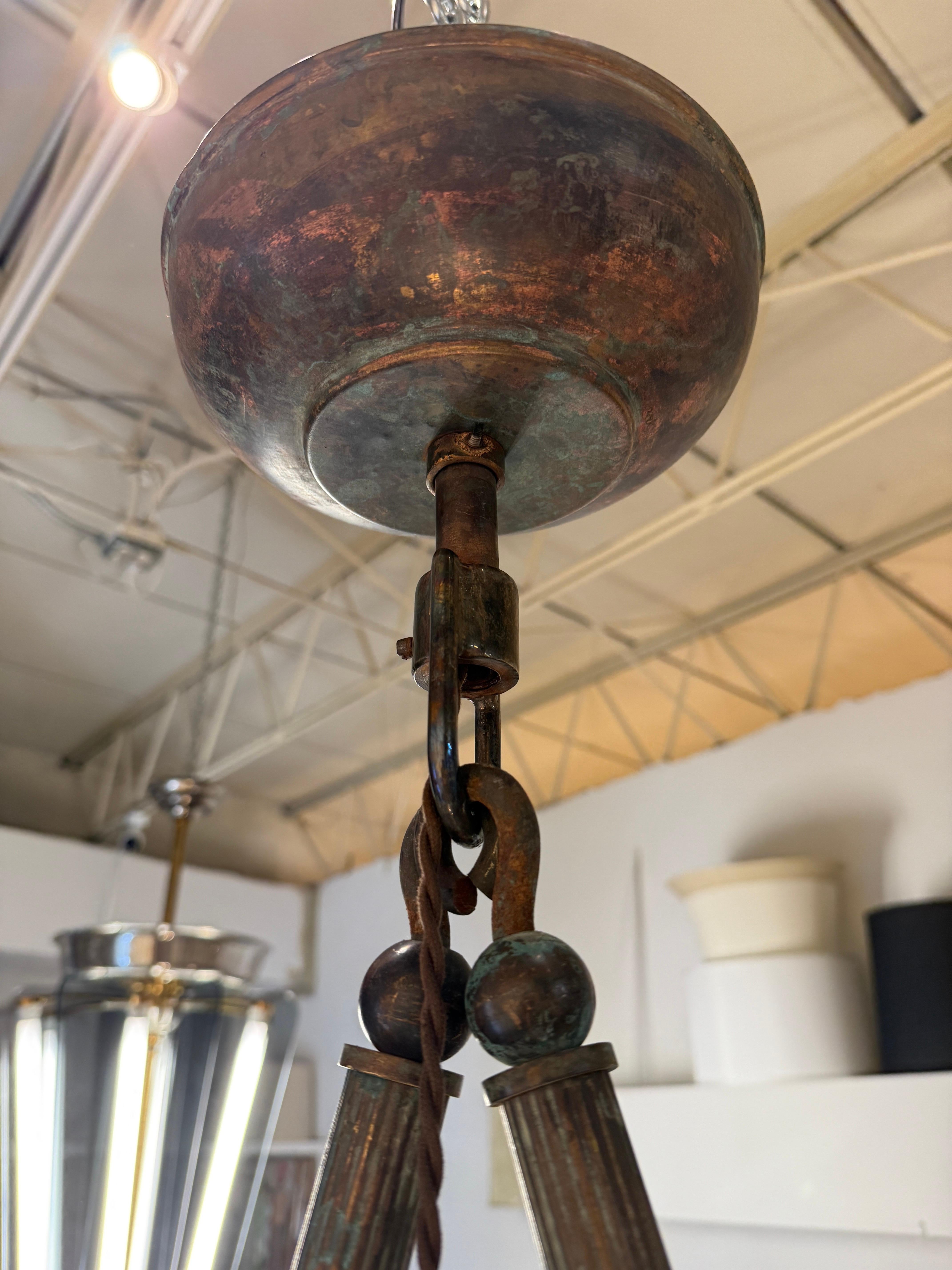 Massive French 19th Century Frosted Glass Bell Jar Hanging Light - TWO Available In Good Condition For Sale In North Miami, FL