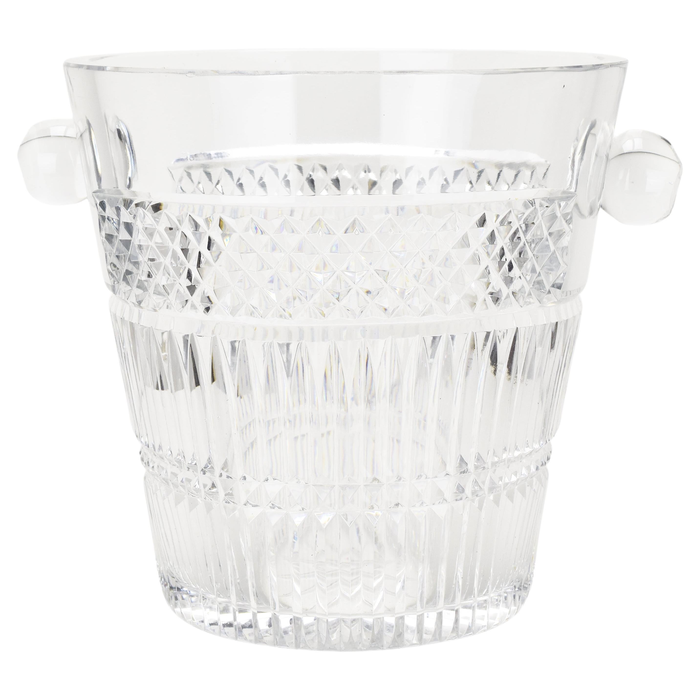 Massive French Art Deco Cut Crystal Glass Champaign Cooler Ice Bucket Baccarat For Sale
