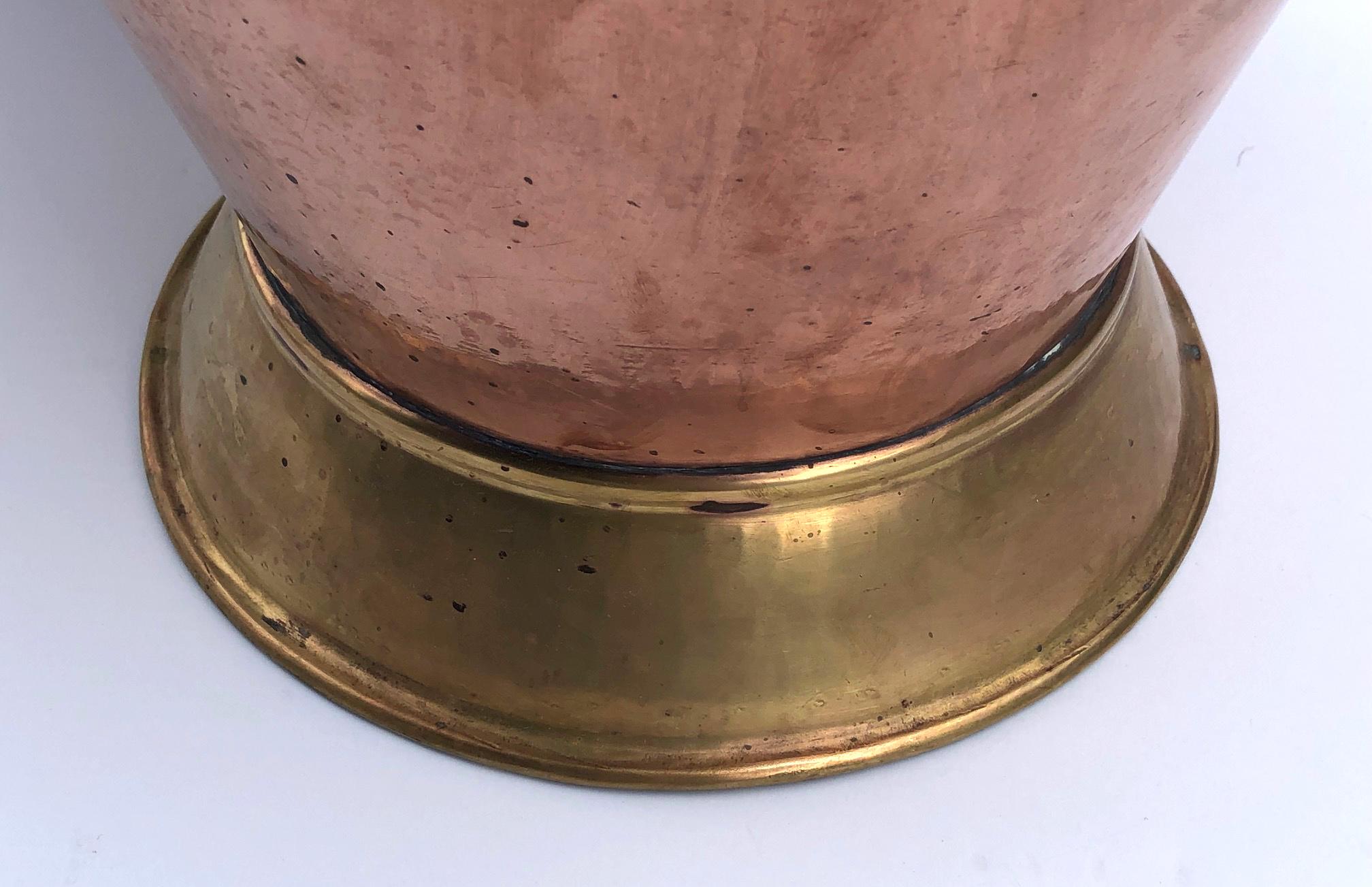 Massive French Arts & Crafts Hand-Hammered Copper and Brass Pitcher/Ewer/Flagon In Good Condition In San Francisco, CA