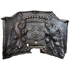 Massive French Baronial Cast Iron Fire Back, circa 1500-1600