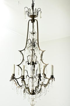 Massive French Brass & Crystal Chandelier