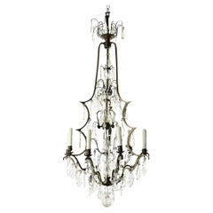Antique Massive French Brass & Crystal Chandelier