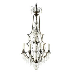 Massive French Brass & Crystal Chandelier