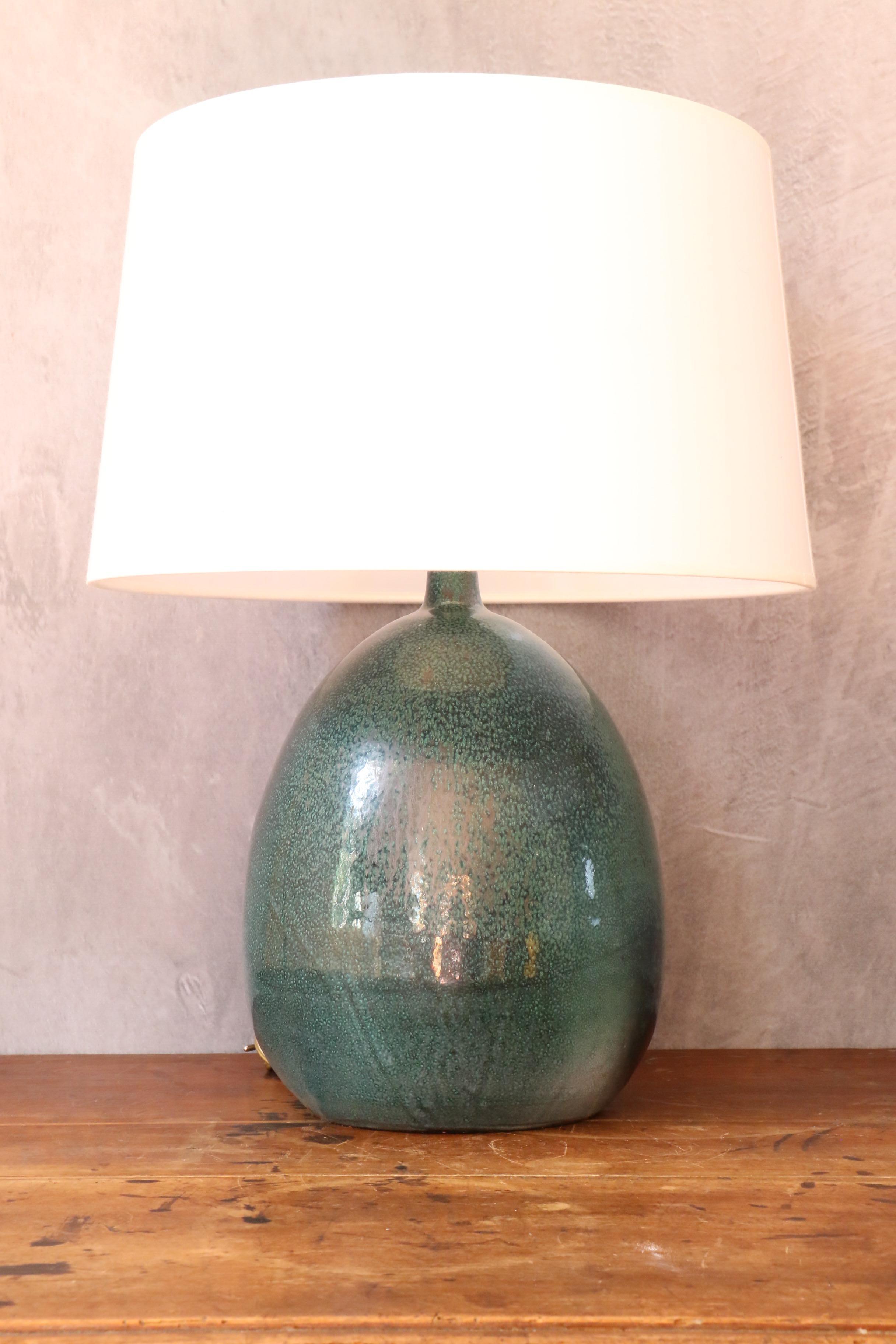 Mid-Century Modern Massive French Ceramic Lamp by Roland Zobel, 1960, era Capron, Jouve, Ruelland For Sale