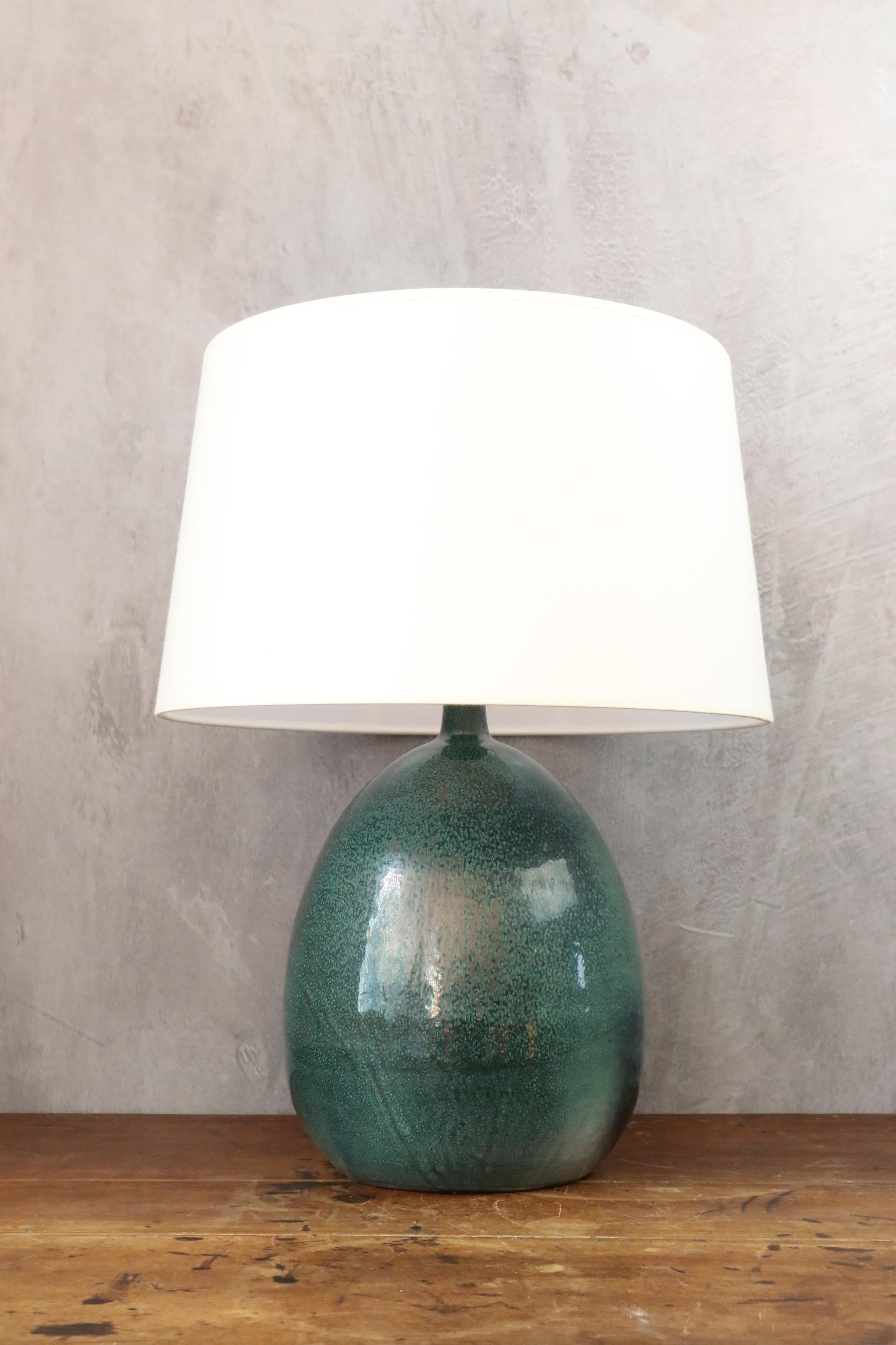Massive French Ceramic Lamp by Roland Zobel, 1960, era Capron, Jouve, Ruelland In Good Condition For Sale In Camblanes et Meynac, FR
