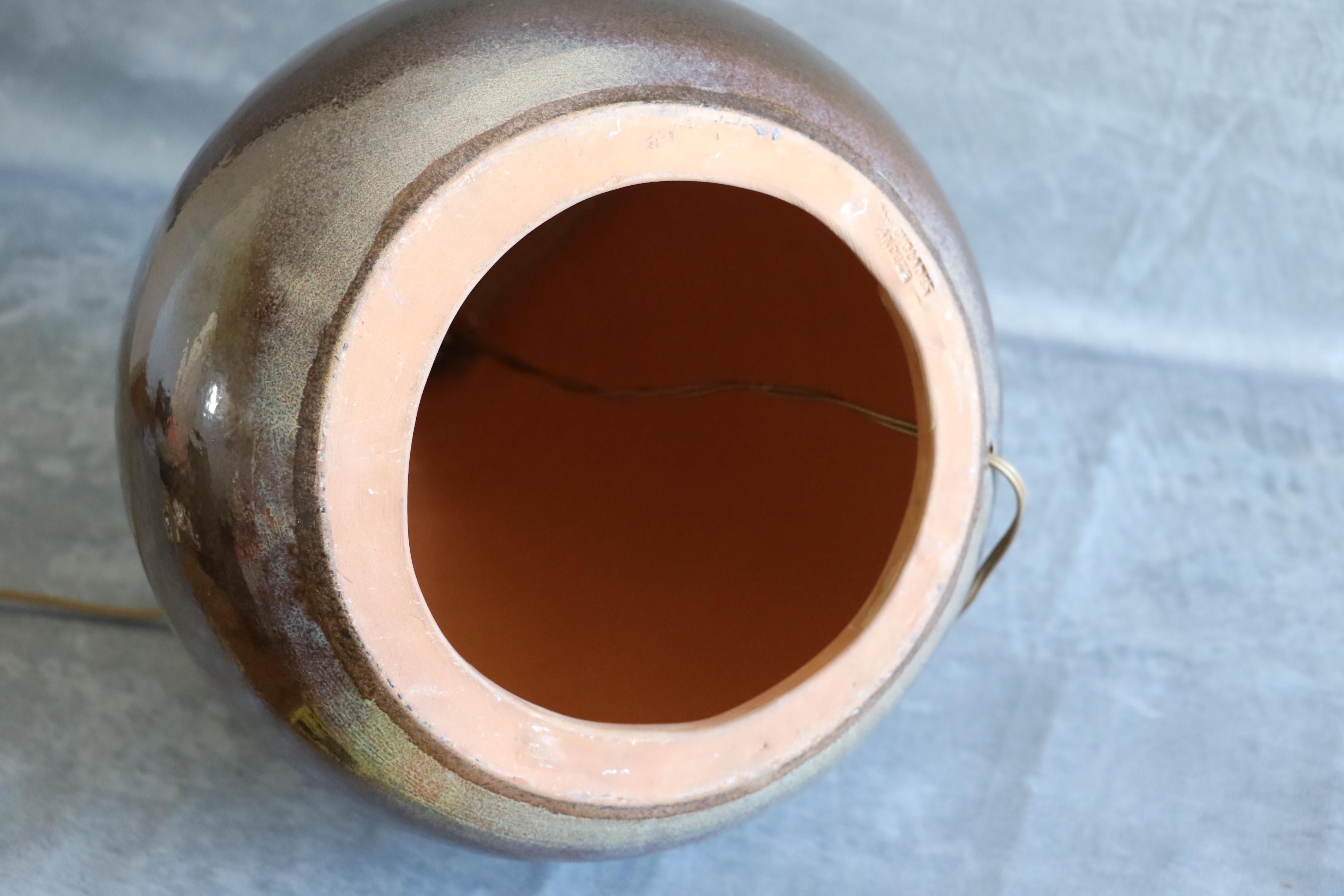 Lámpara de cerámica francesa maciza de Roland Zobel, 1960, época Capron, Jouve, Ruelland siglo XX en venta