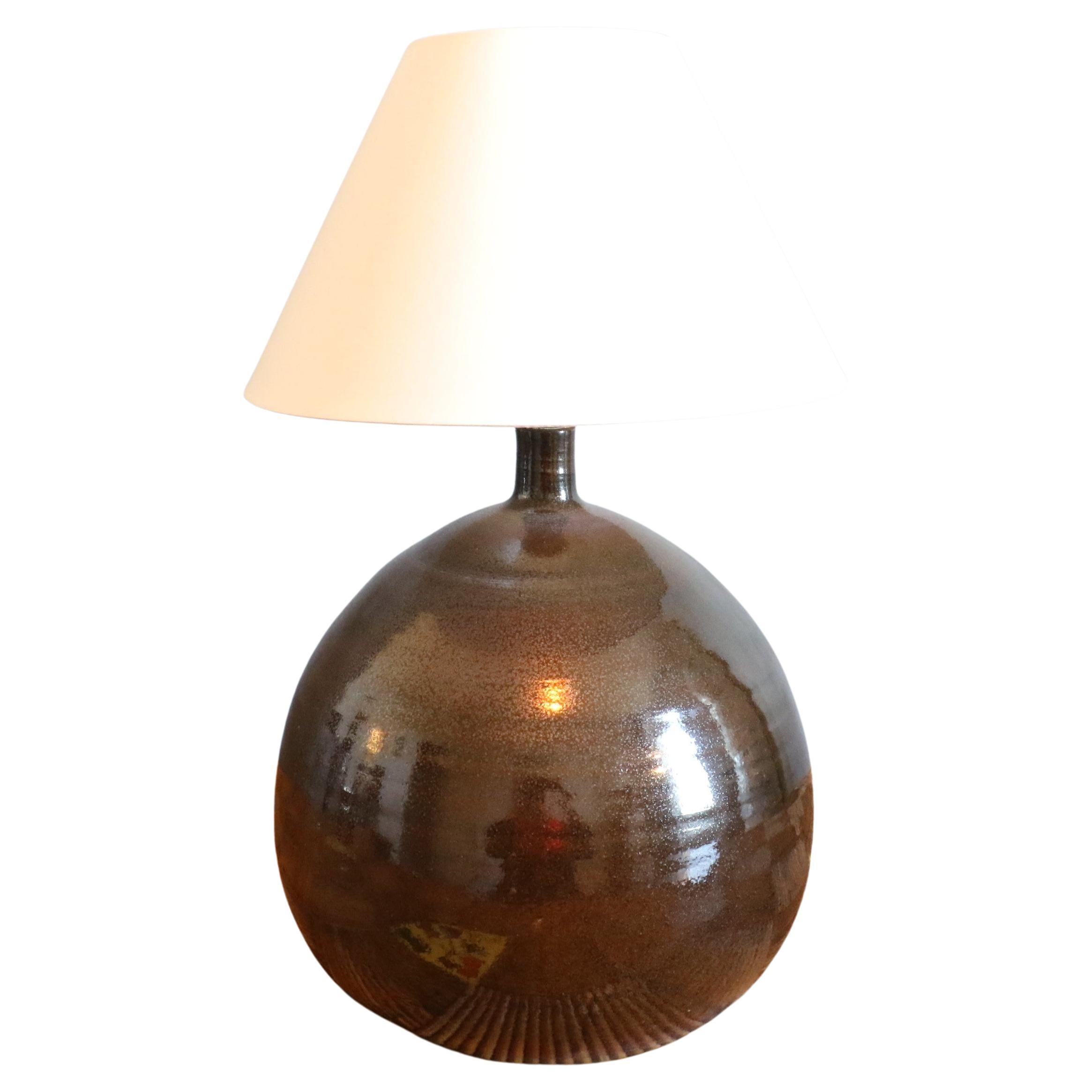 Monumental French ceramic lamp by Roland Zobel, 1960, era Capron, Ruelland For Sale
