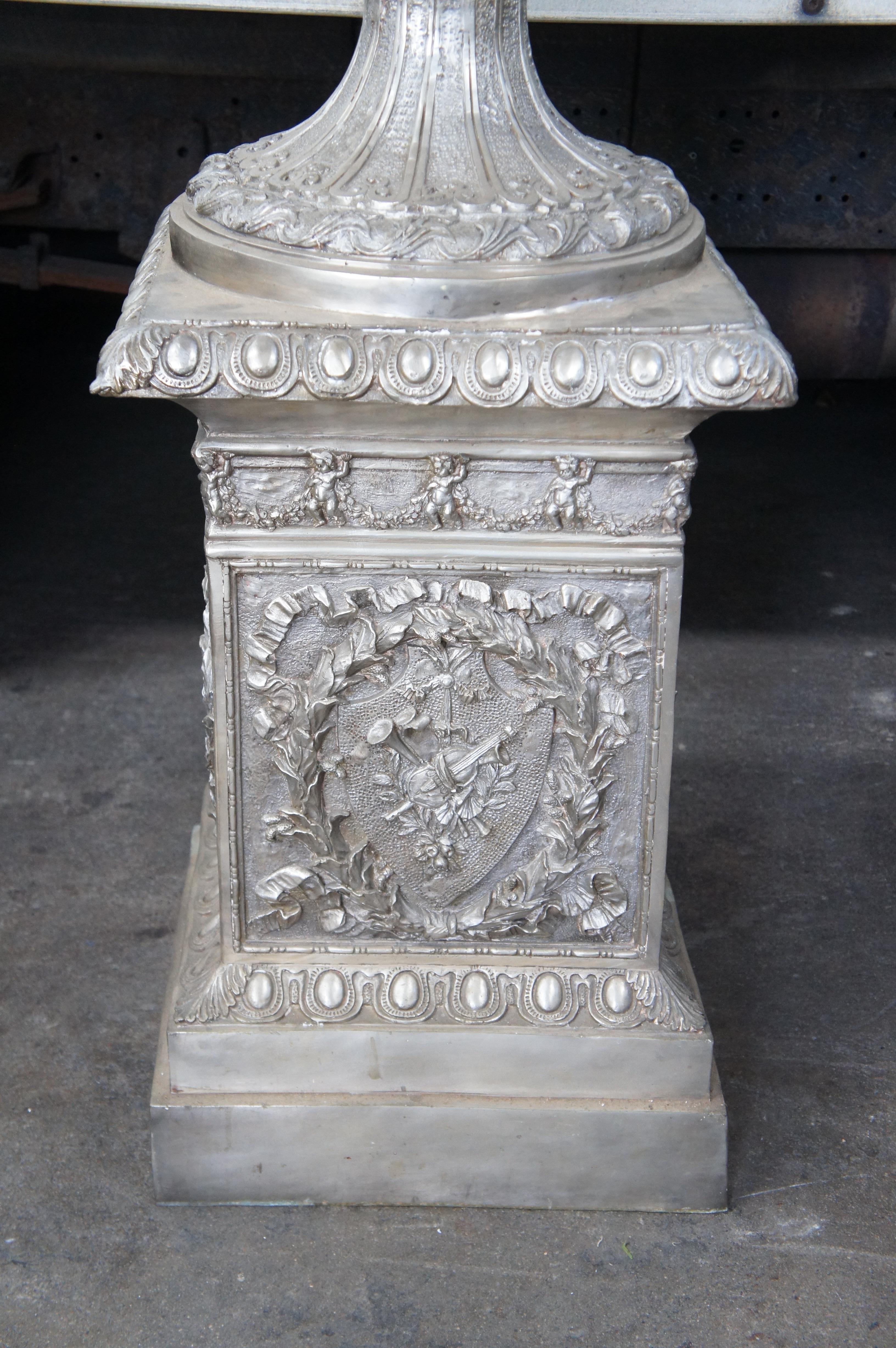 Massive French Classical Figural Stag Bronze Palace Urn Planter Jardinière 76