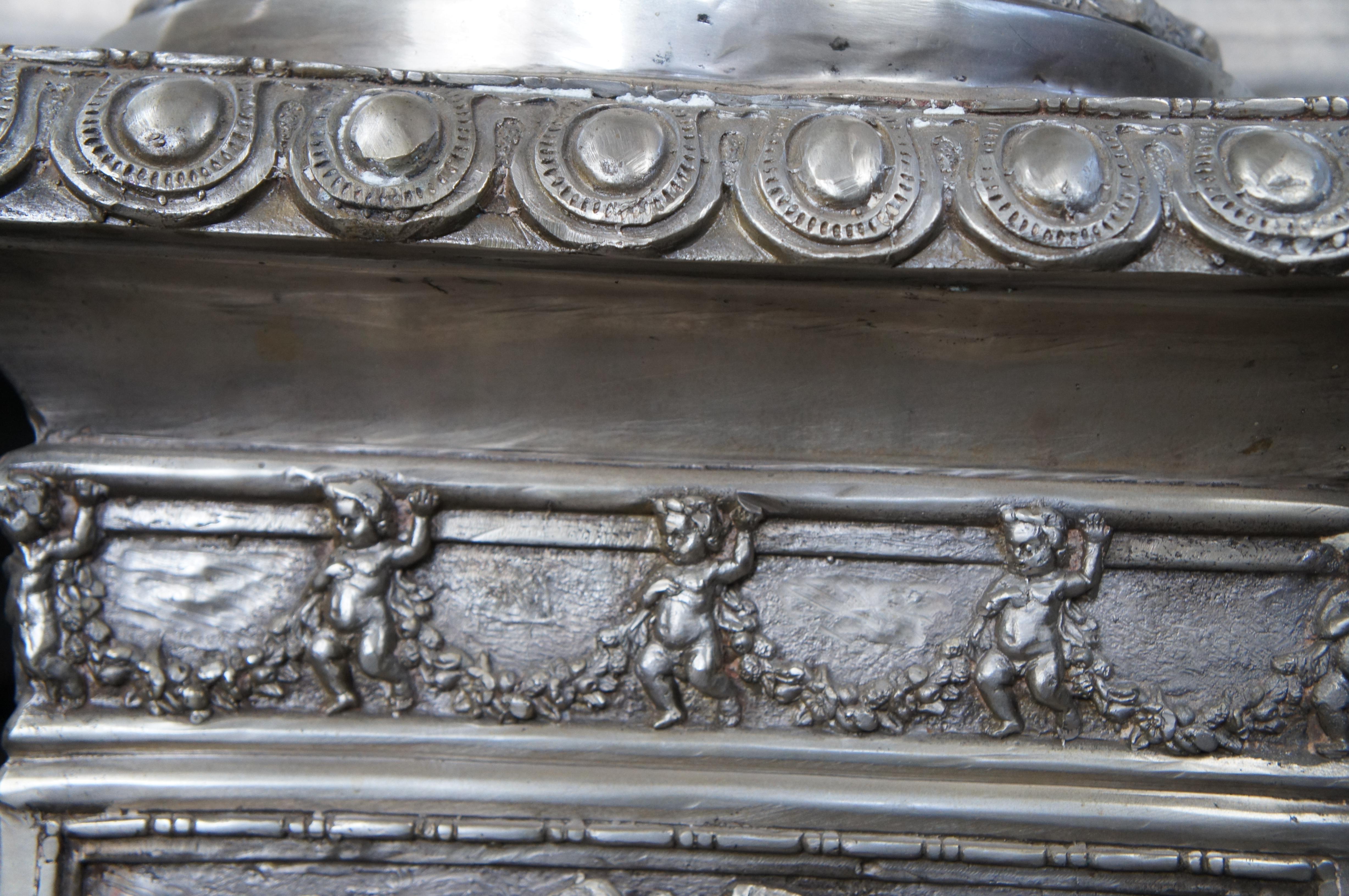 Massive French Classical Figural Stag Bronze Palace Urn Planter Jardinière 76