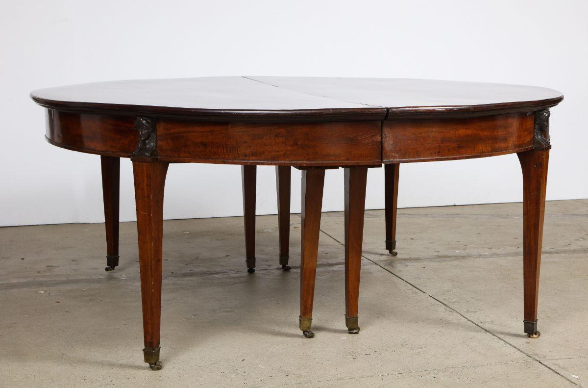 Massive French Consulate Period Mahogany and Bronze Extending Dining Table In Good Condition In Greenwich, CT