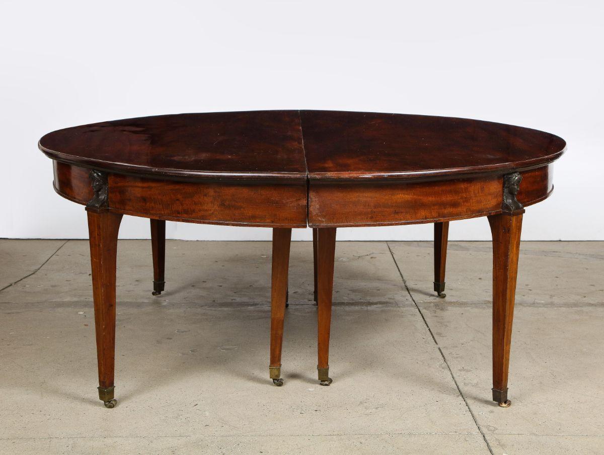 Late 18th Century Massive French Consulate Period Mahogany and Bronze Extending Dining Table