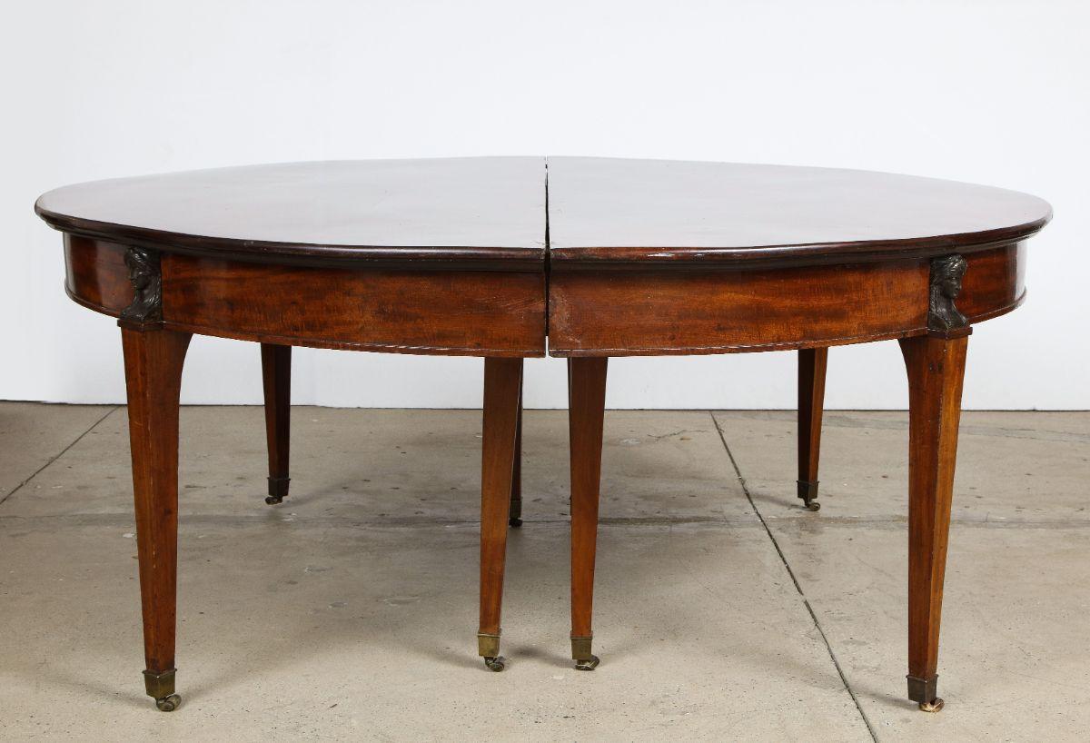 Massive French Consulate Period Mahogany and Bronze Extending Dining Table 1
