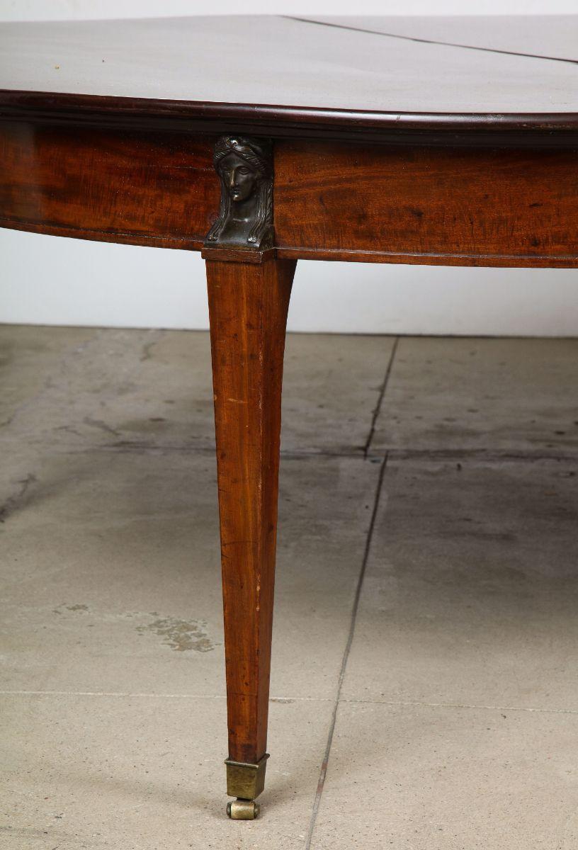 Massive French Consulate Period Mahogany and Bronze Extending Dining Table 2