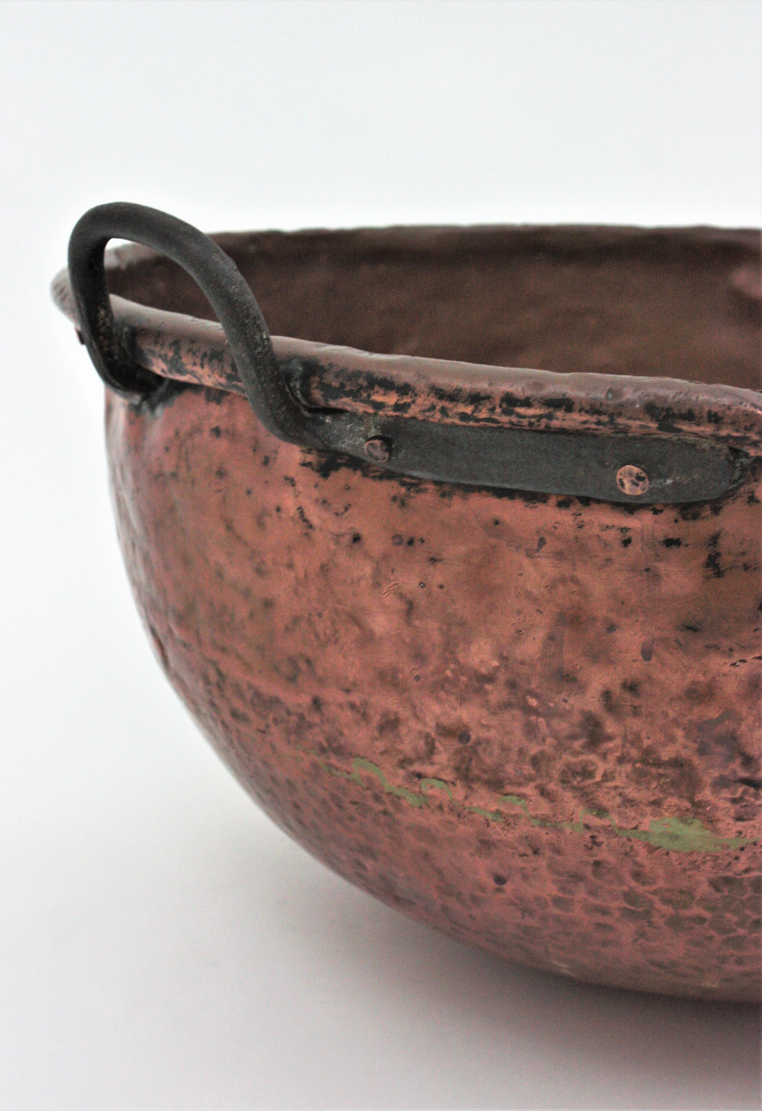 Massive French Copper Cauldron Pot with Iron Handles 5