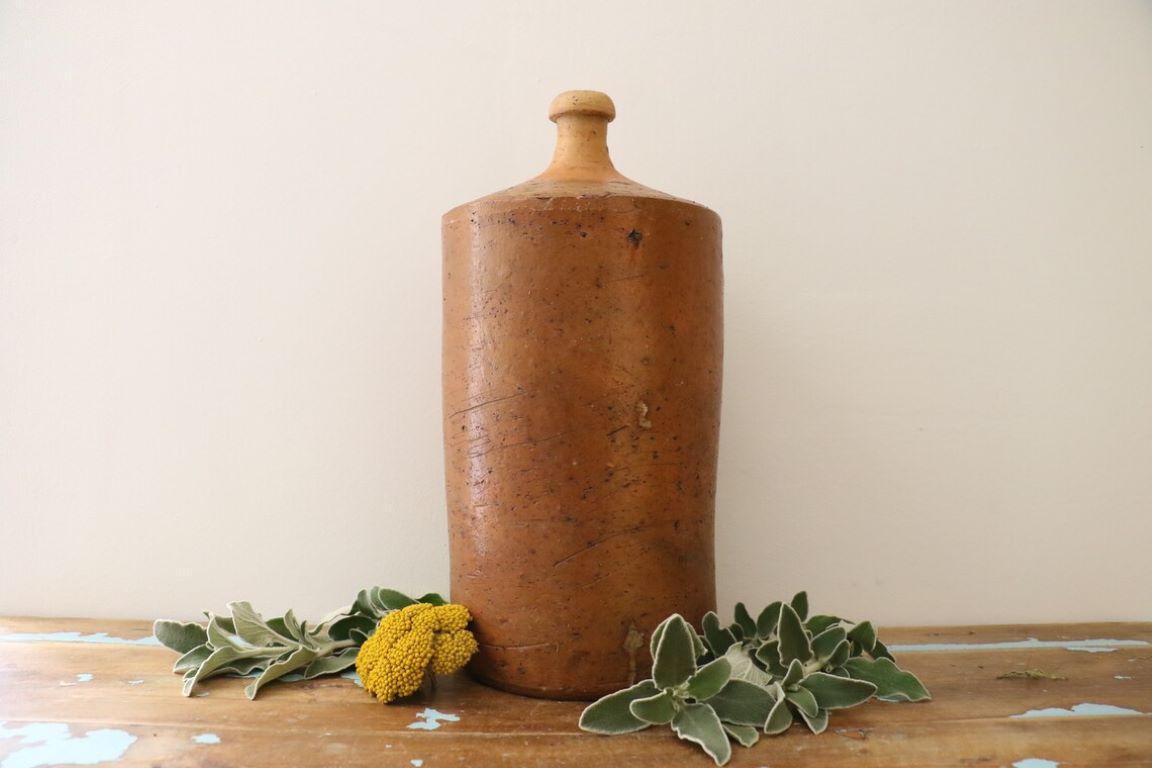 Massive french earthenware bottle, late 19th century - terracotta bottle For Sale 3