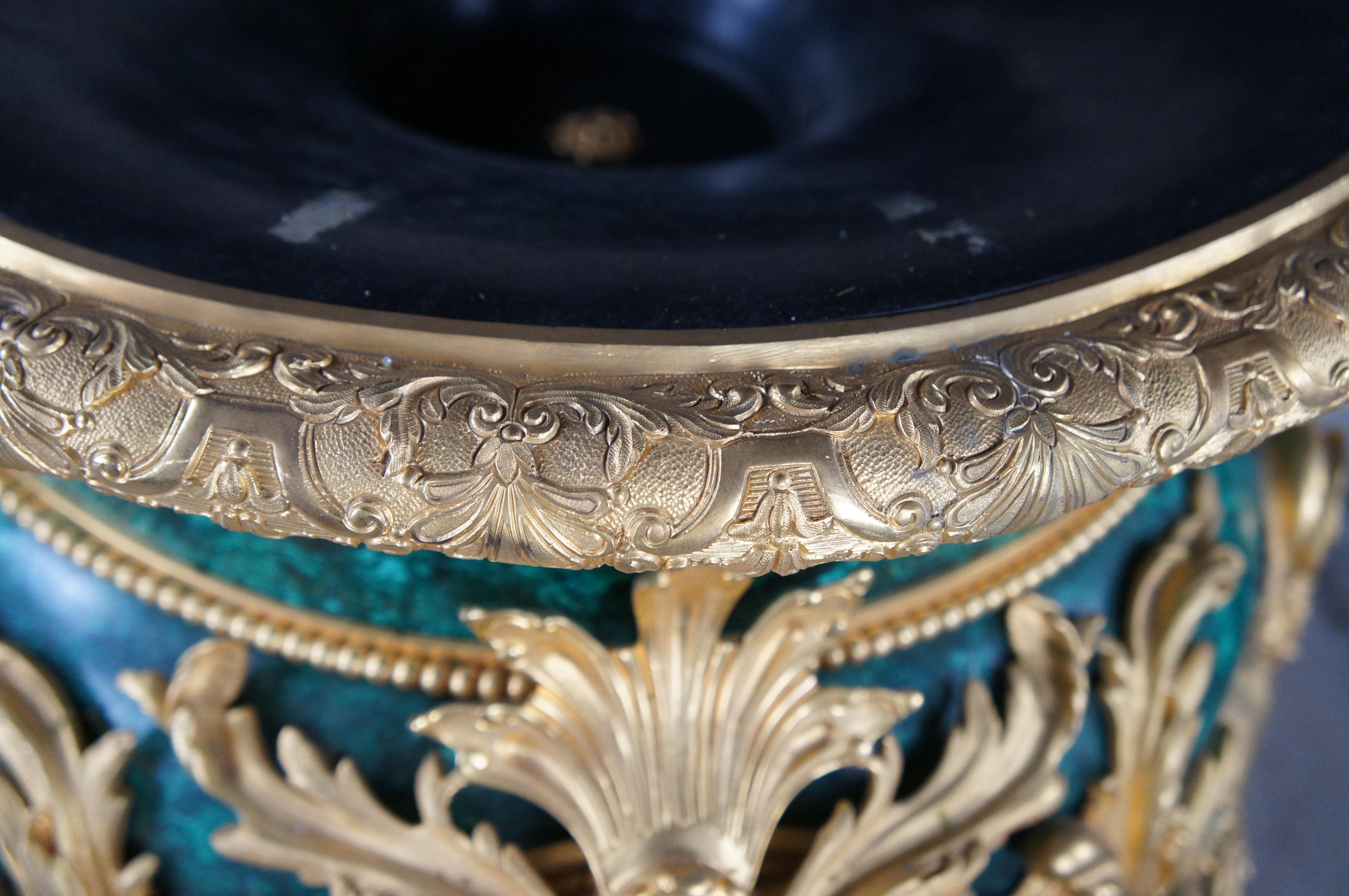 Massive French Empire Gilt Bronze Figural Mounted Malachite Urn Jardinière 38