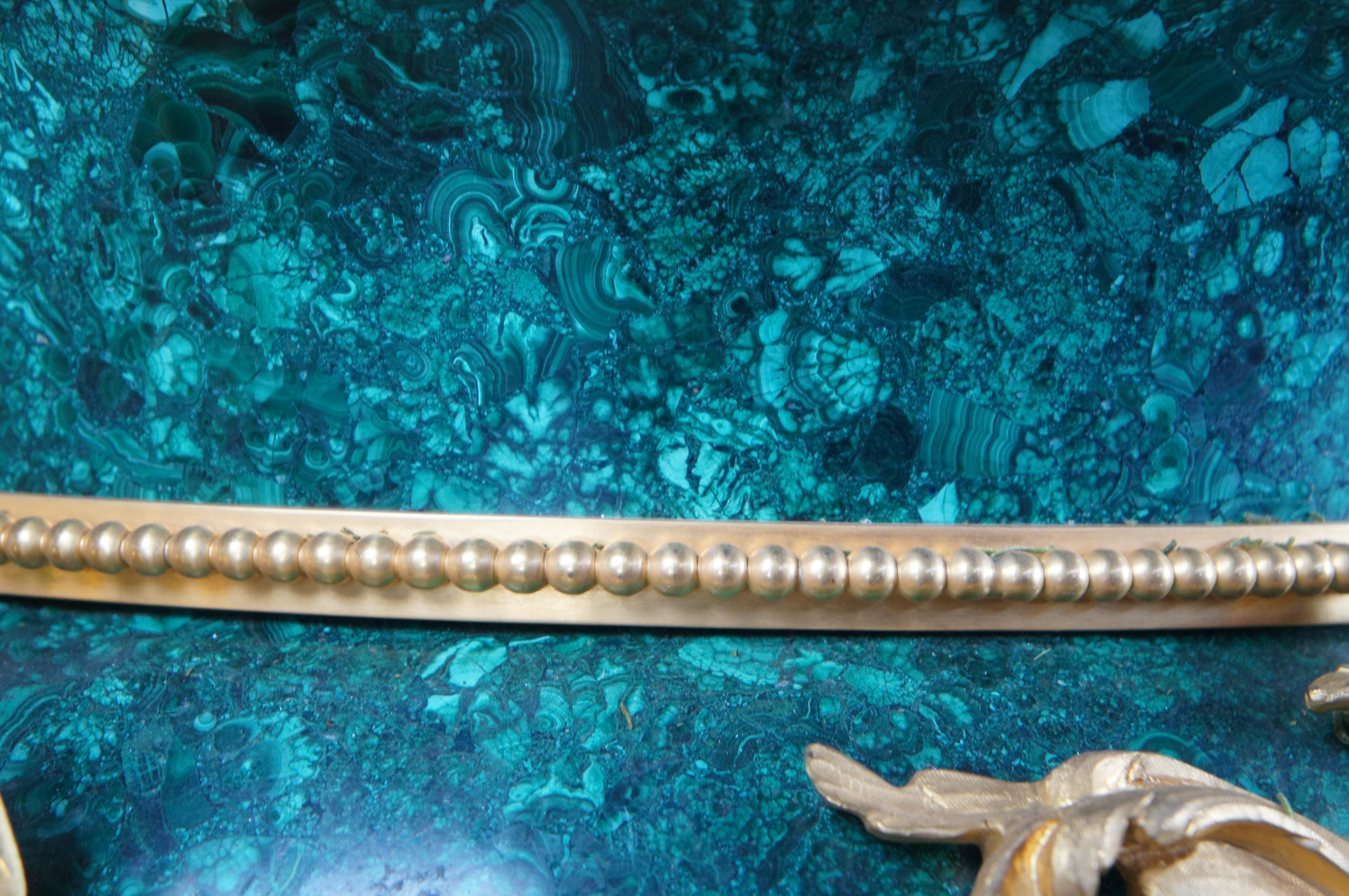 Massive French Empire Gilt Bronze Figural Mounted Malachite Urn Jardinière 38