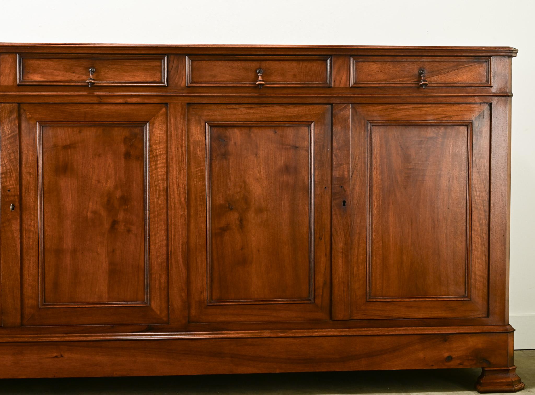 Hand-Carved Massive French Louis Philippe Walnut Enfilade