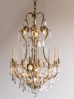 Massive French Louis XV Style Gilt Bronze Crystal Chandelier, 1910