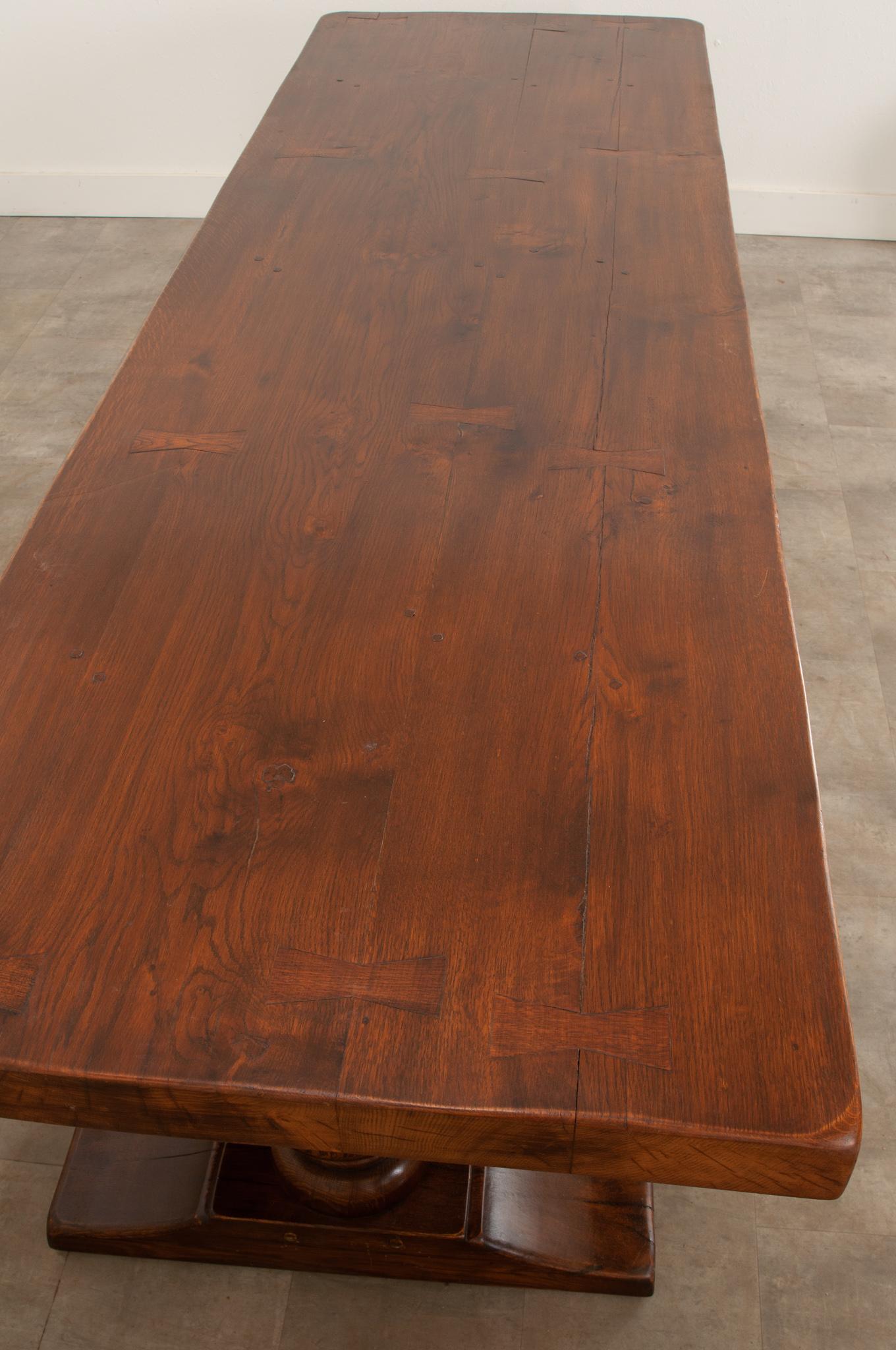 Massive French Oak Trestle Base Dining Table 4